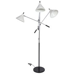 Used Three-Head White and Chrome Floor Lamp by Underwriters Laboratories, circa 1960