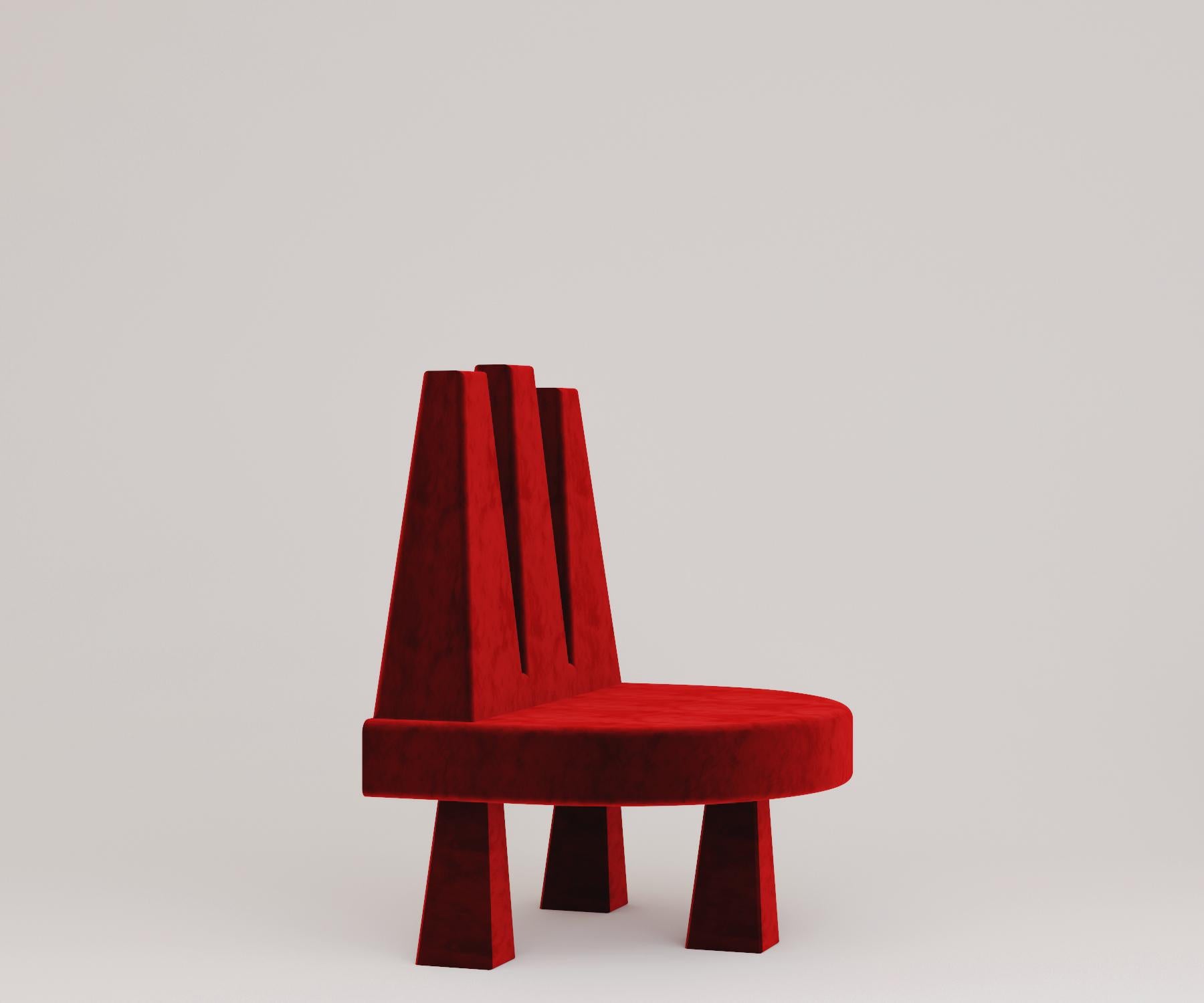 Modern Three Headed Chair Red Velvet by Rejo Studio For Sale