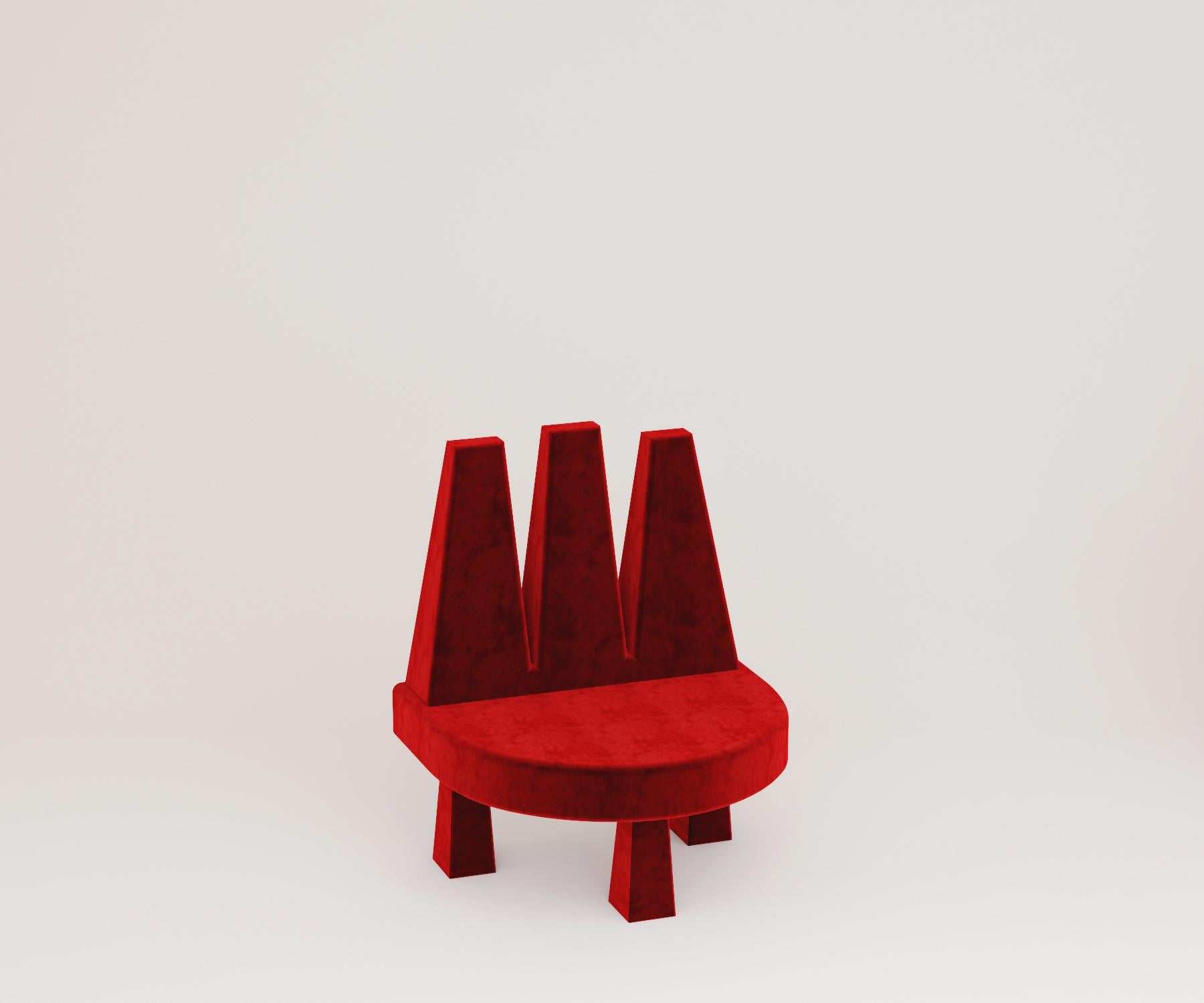 Saoudien Chaise à trois têtes en velours rouge de Rejo Studio en vente