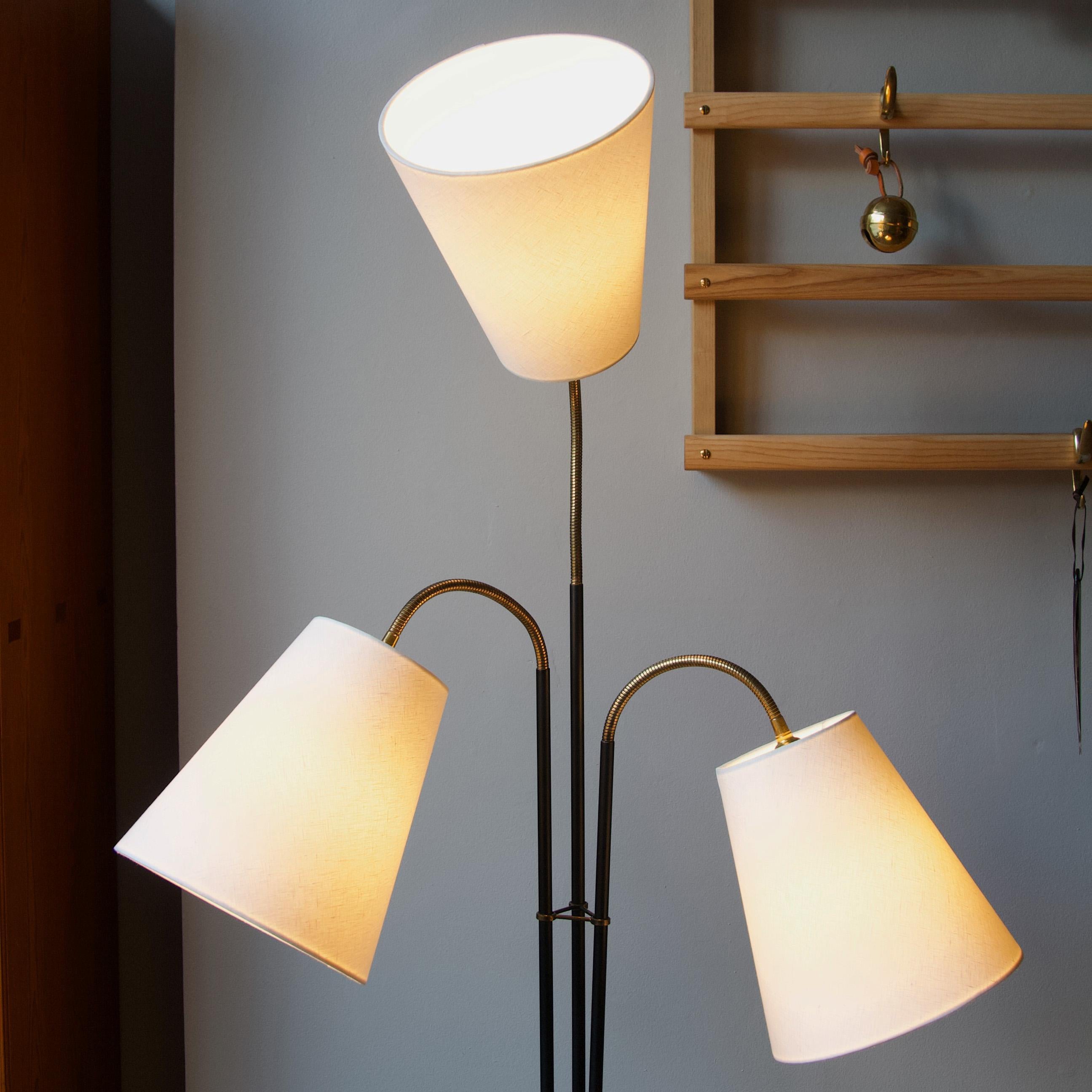 Danish Three Headed Floor Lamp