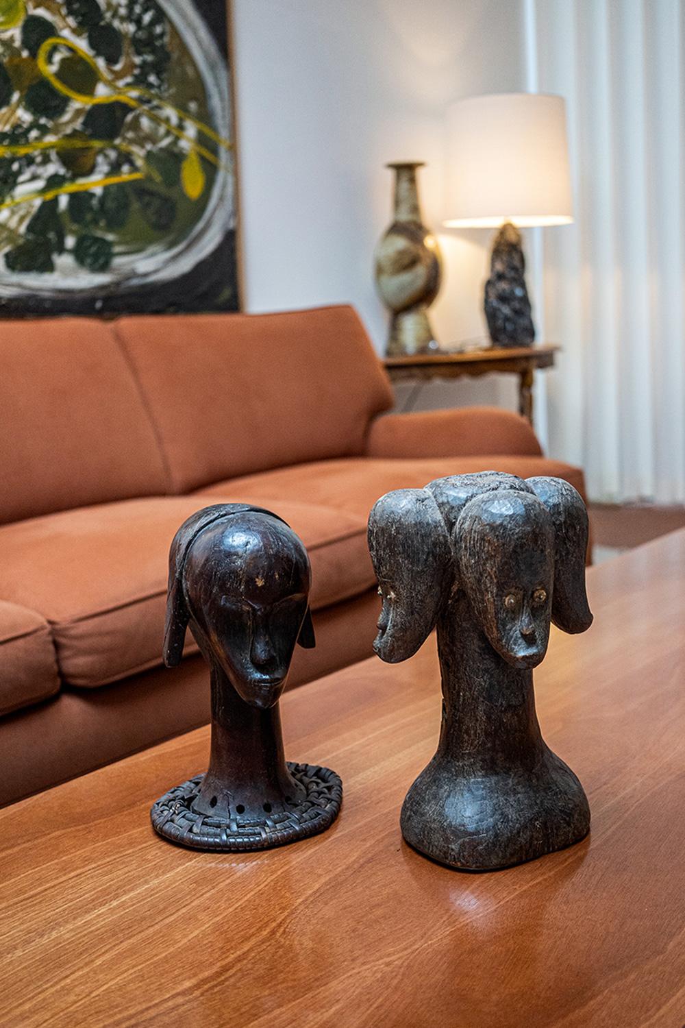 Three heads Fang reliquary, 20th c In Good Condition For Sale In Lisboa, PT