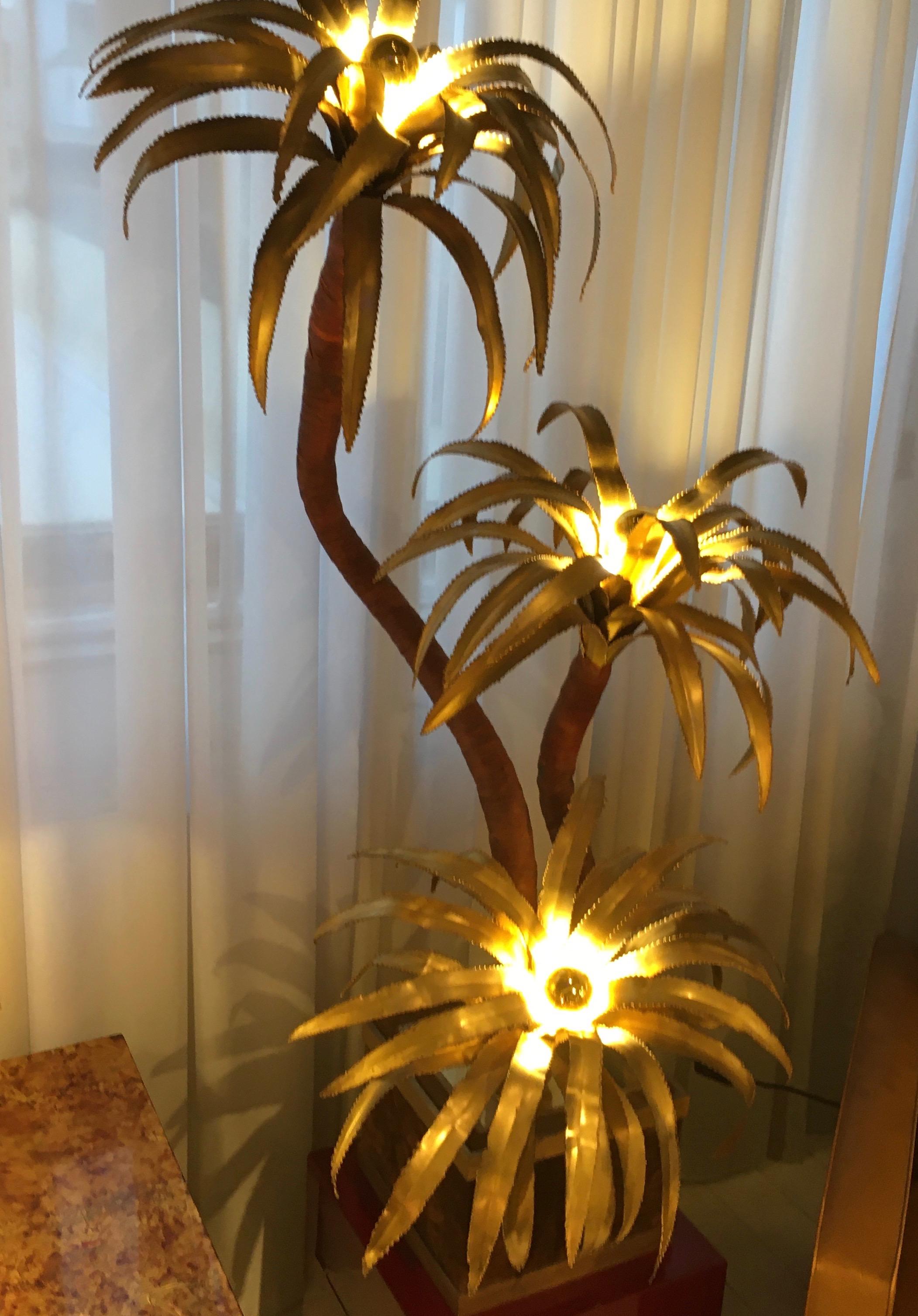 Three Heads Palm Tree Floorlamp Attributed to Maison Jansen, France, 1975 2
