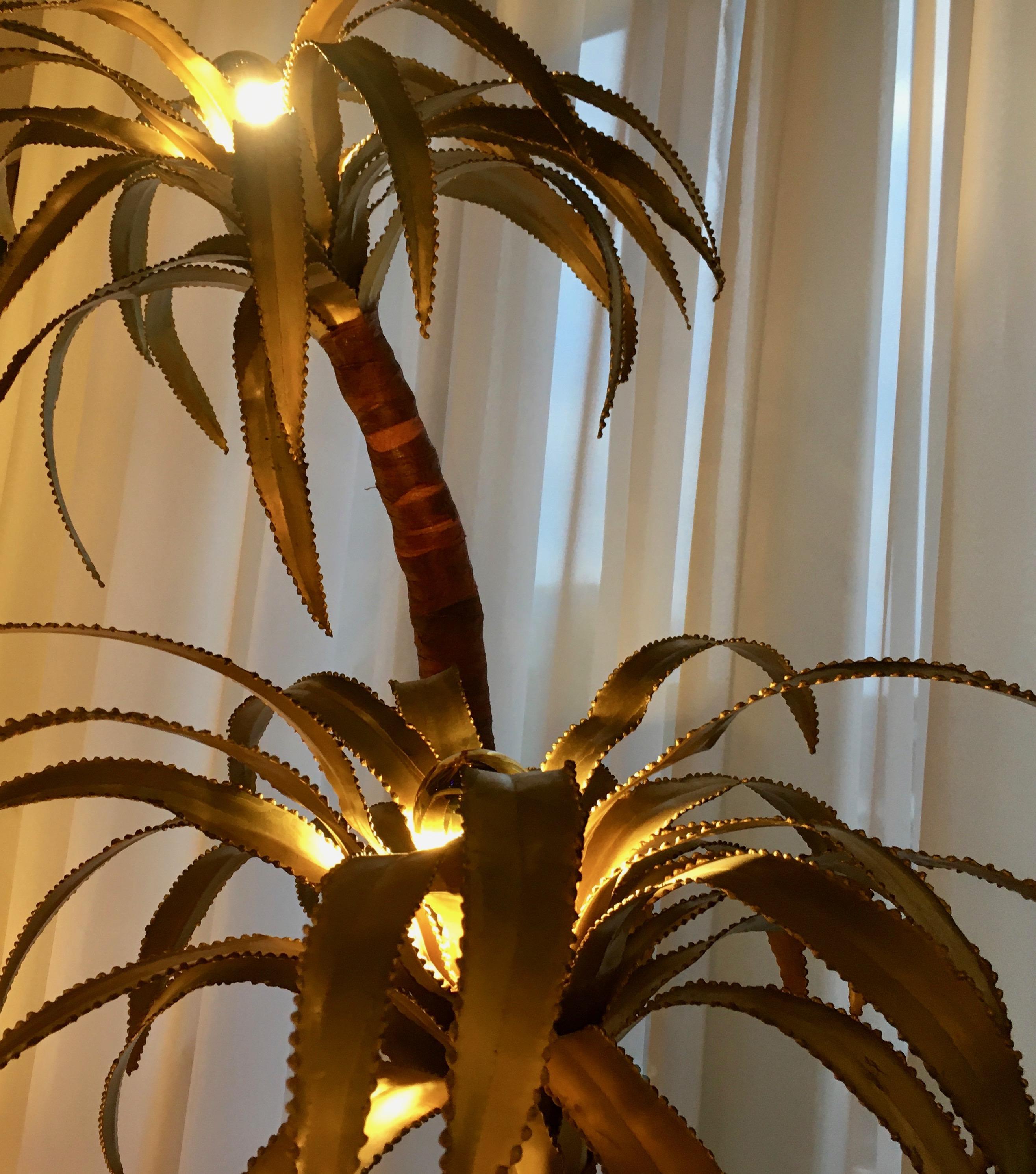 Late 20th Century Three Heads Palm Tree Floorlamp Attributed to Maison Jansen, France, 1975