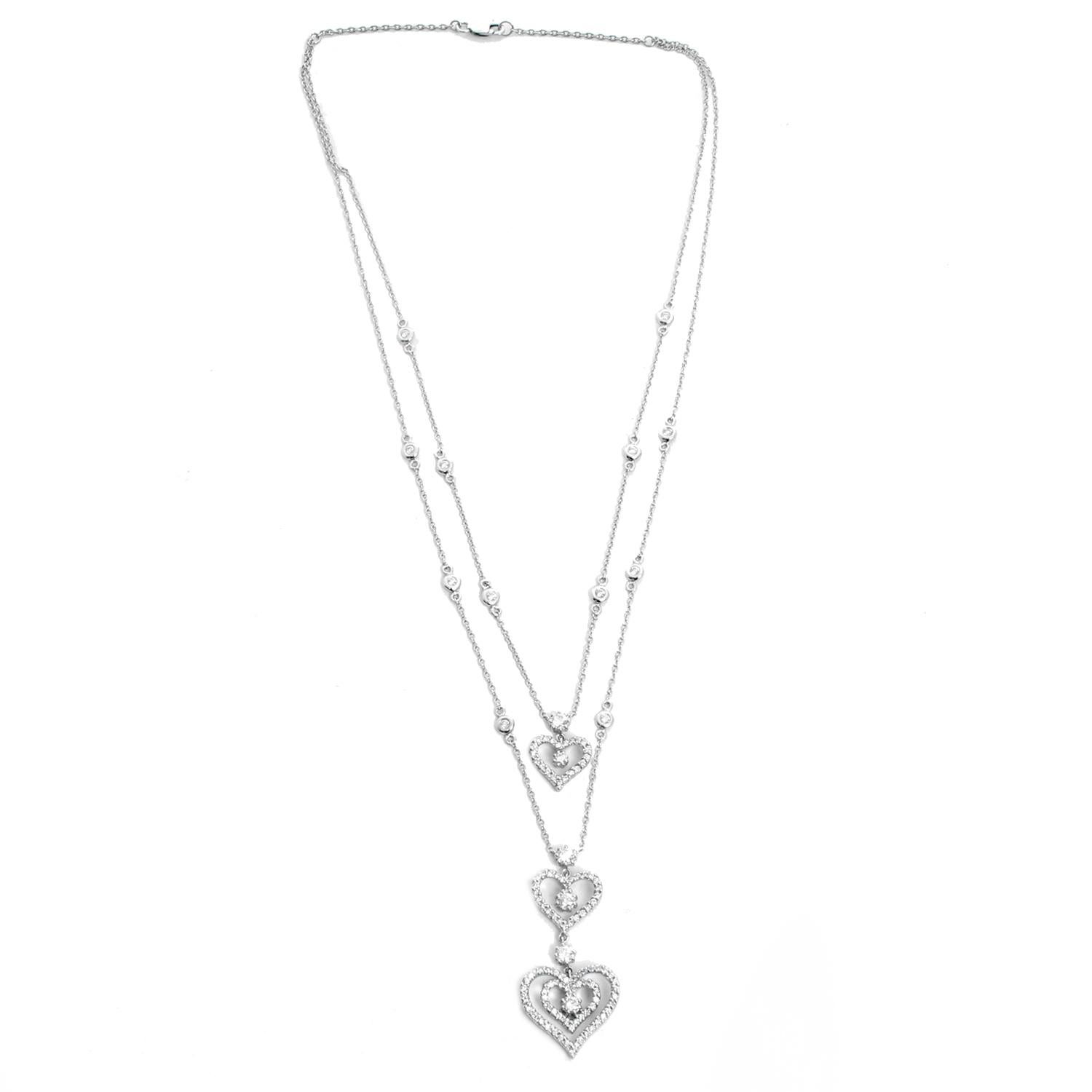 three heart necklaces