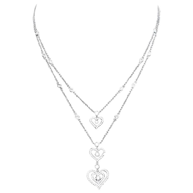 Three Hearts Diamond Necklace For Sale at 1stdibs