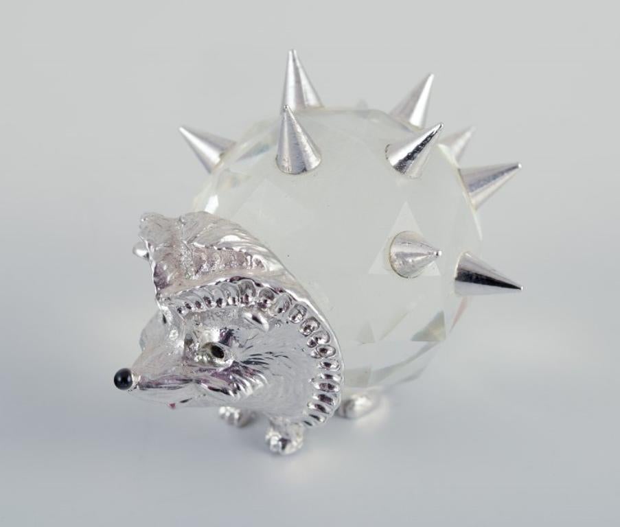 Three hedgehogs in art glass and metal. 1970s/1980s. For Sale 1