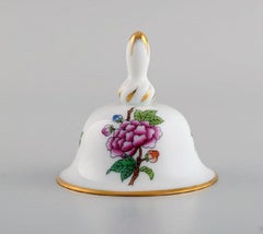 Three Herend Table Bells in Hand-Painted Porcelain with Flowers, 1980's