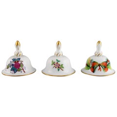 Three Herend Table Bells in Hand-Painted Porcelain with Flowers, 1980's