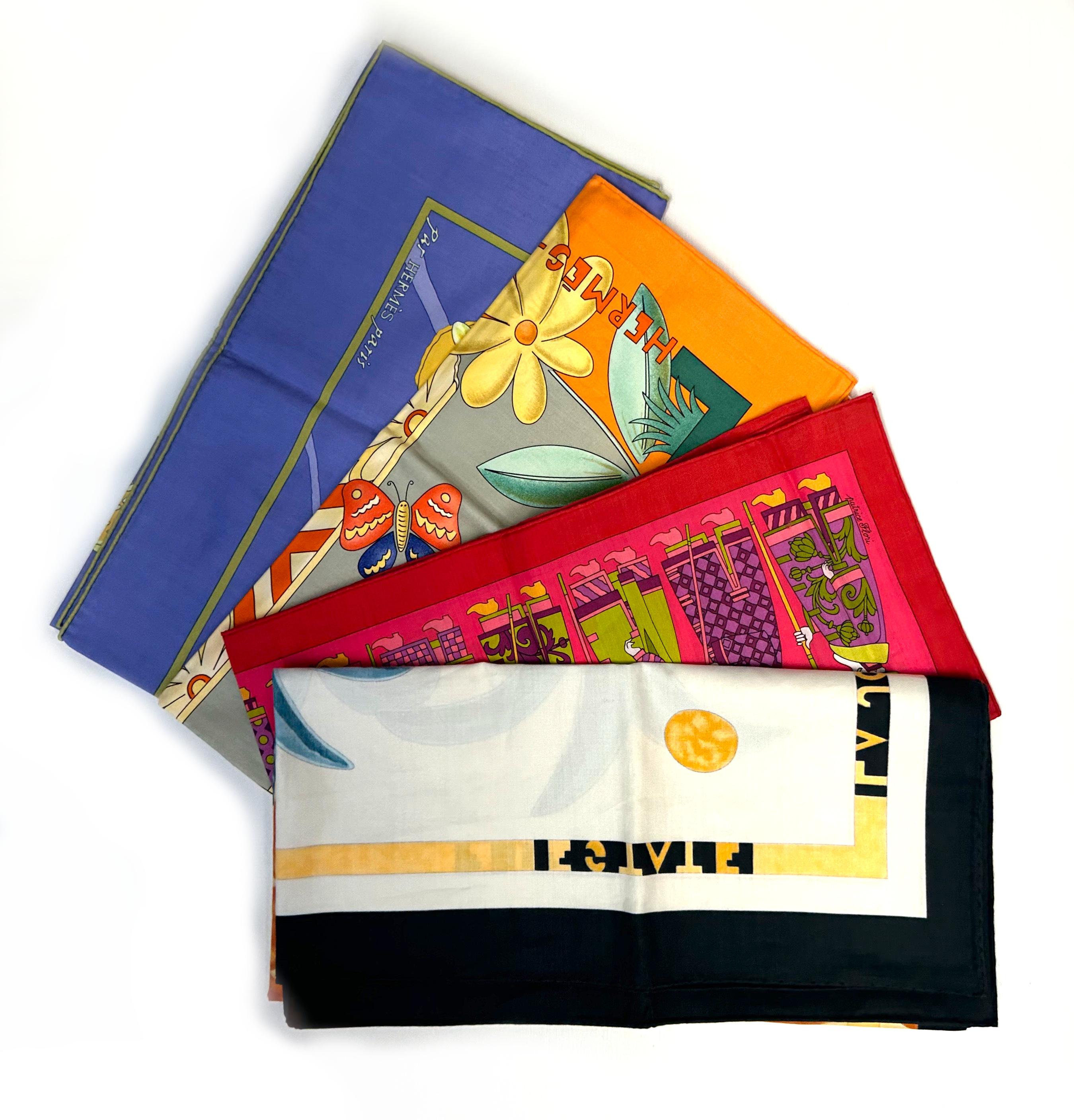 Three Hermes Cotton Scarves For Sale 5