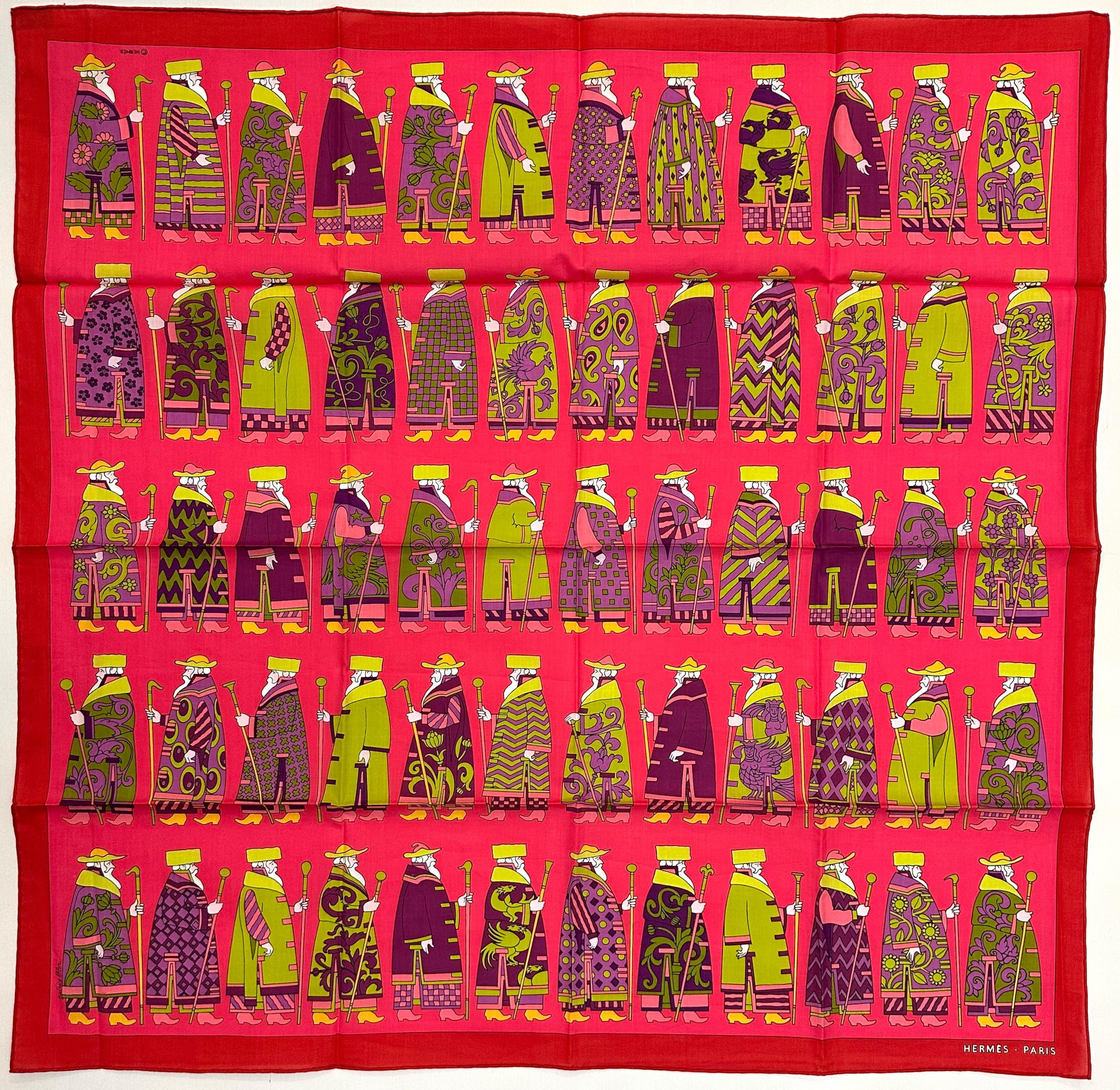 Beige Three Hermes Cotton Scarves For Sale