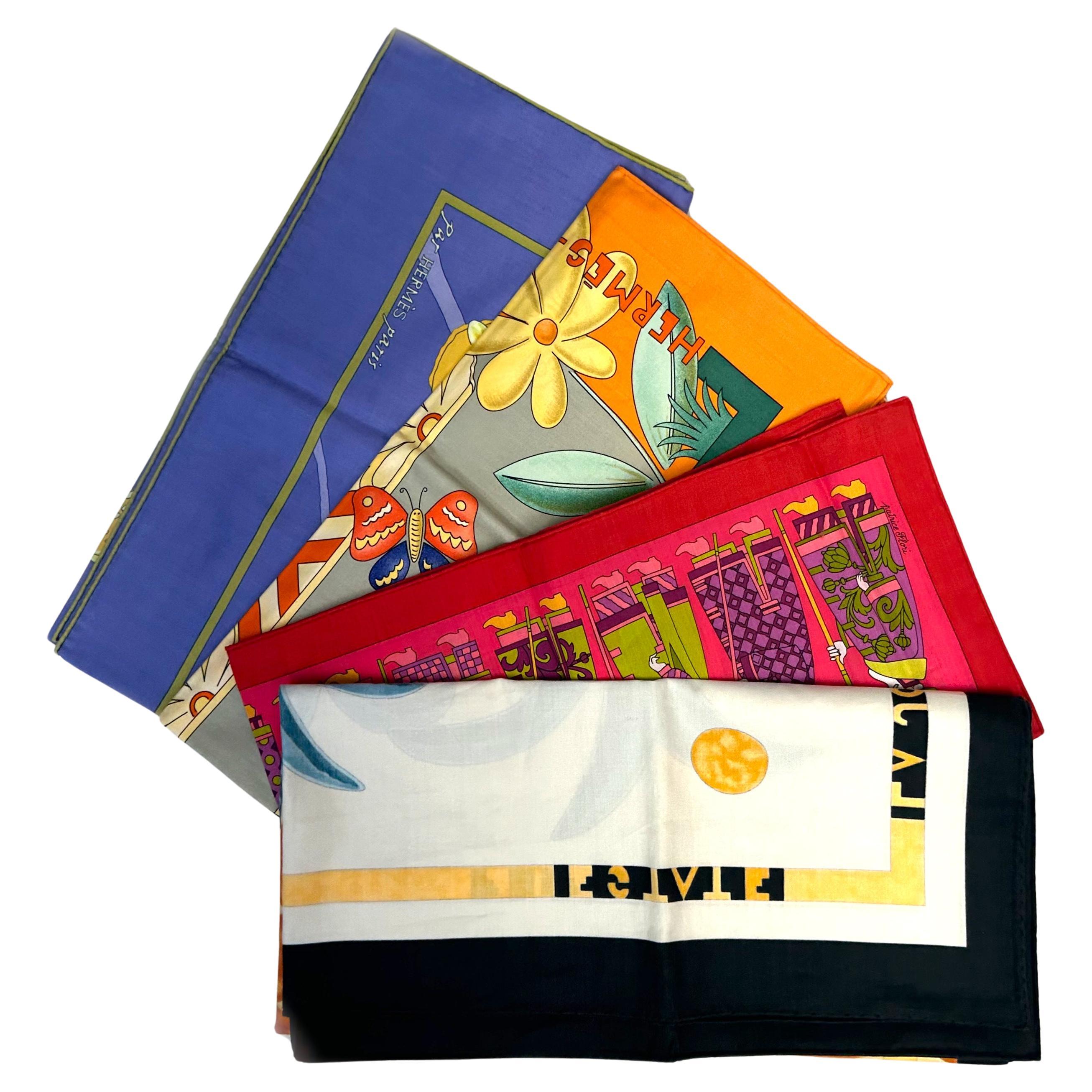 Three Hermes Cotton Scarves For Sale