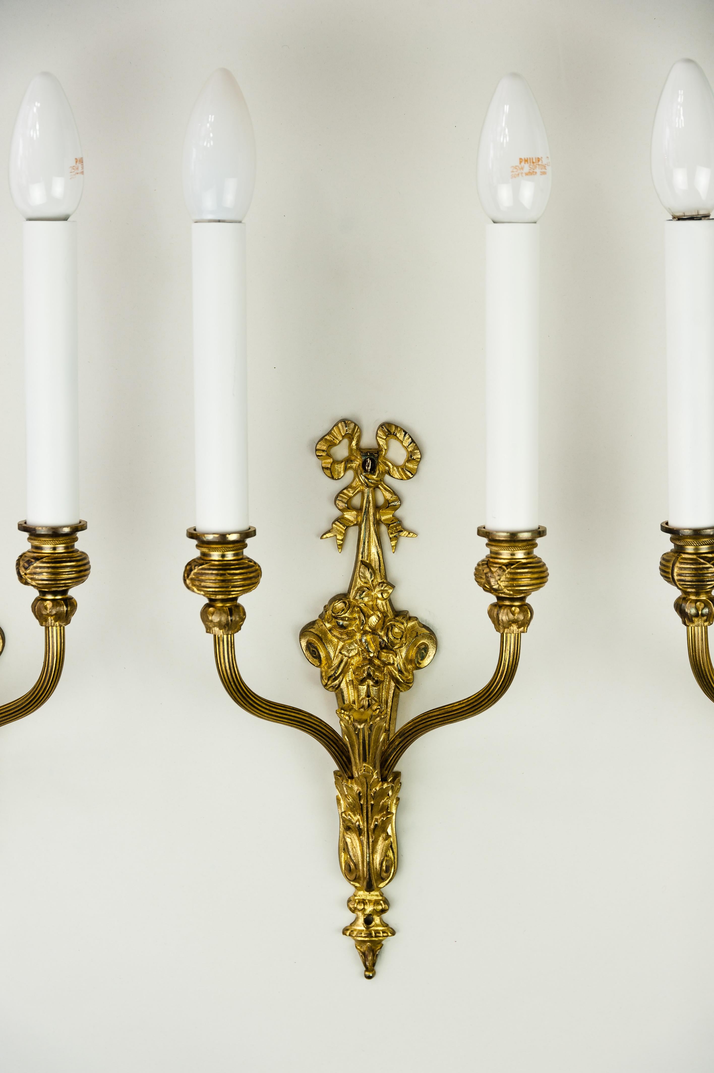 Gilt Three Historistic Wall Lamps, circa 1890s