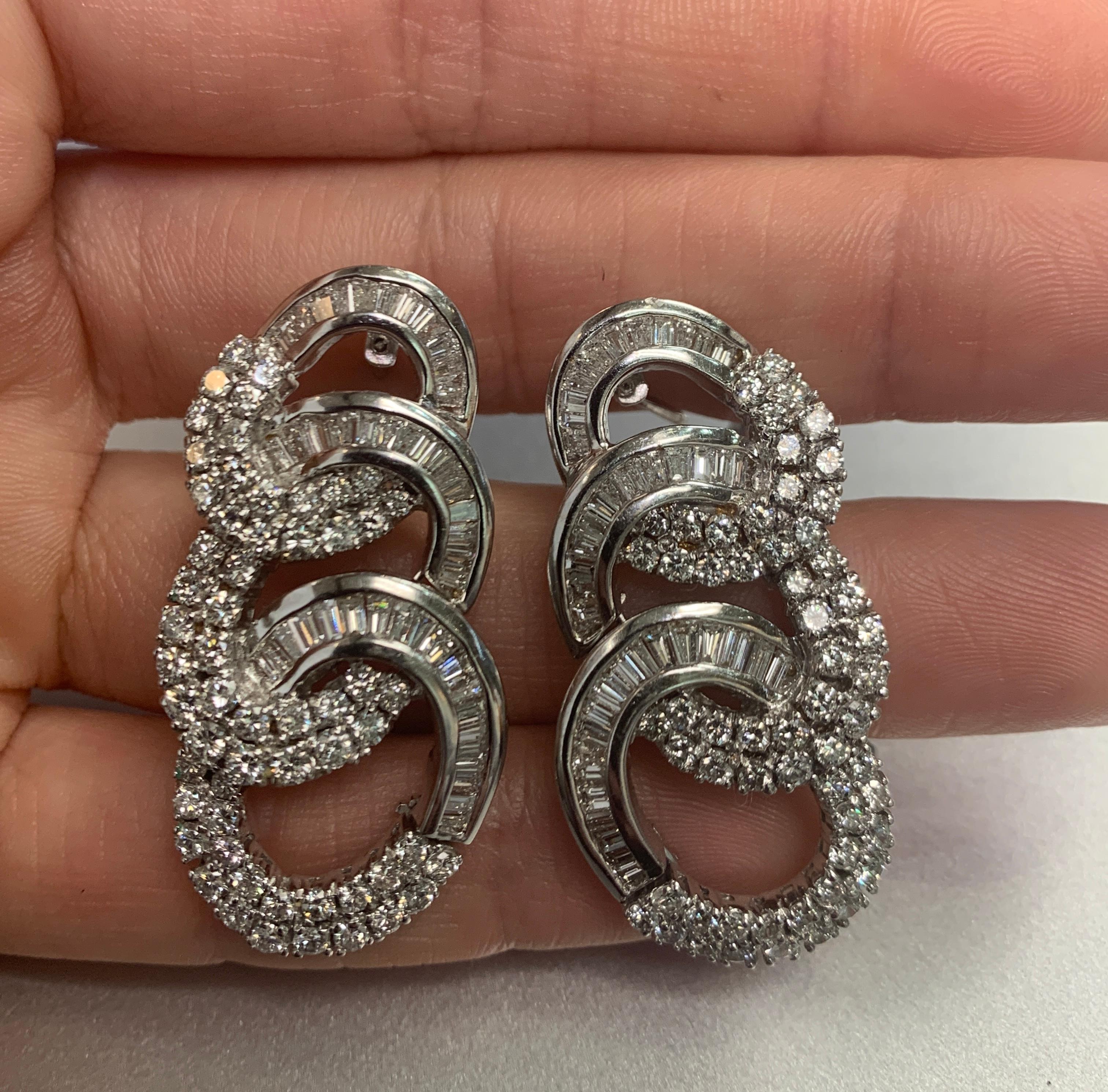 Three Hoop Diamond Earrings In Excellent Condition For Sale In New York, NY