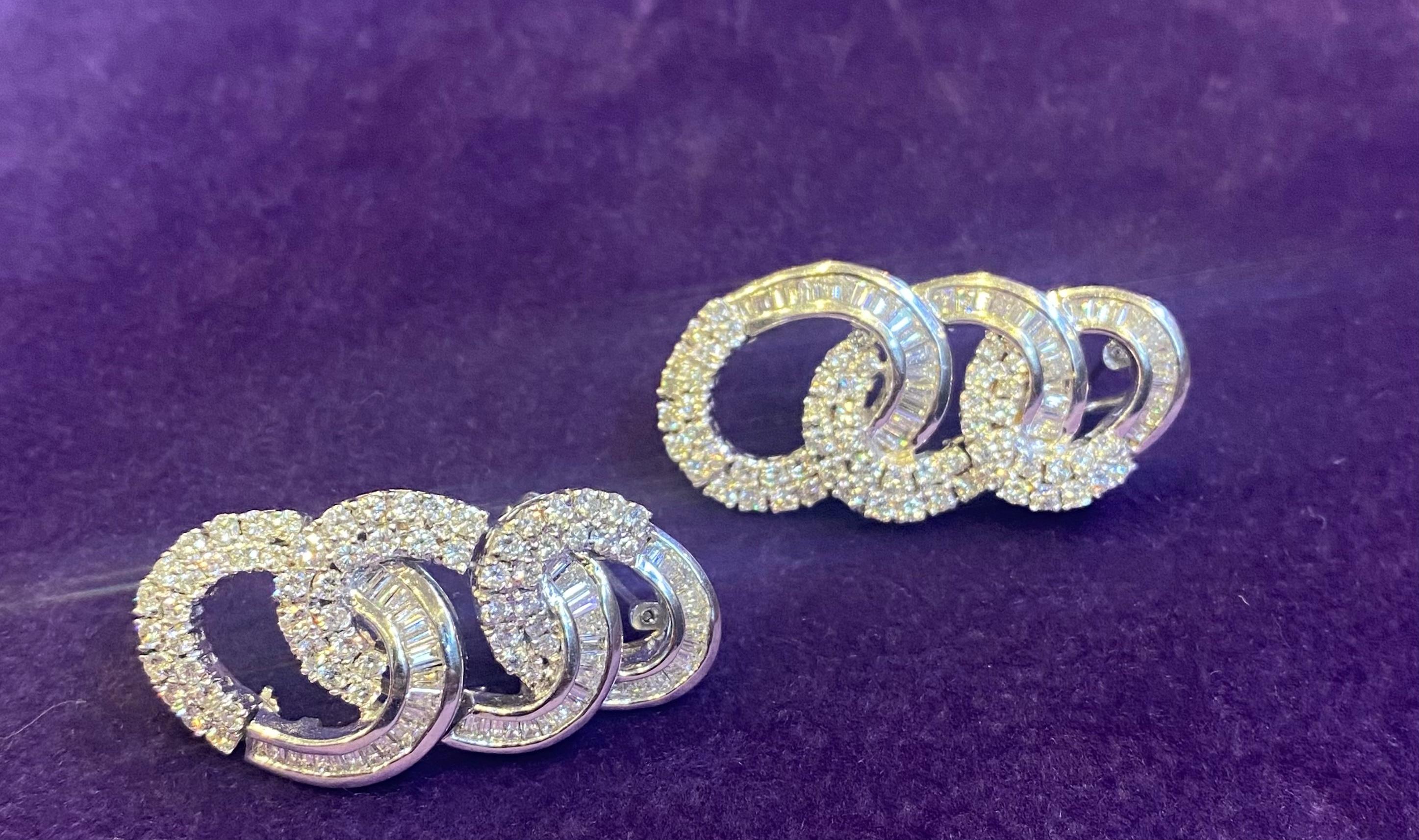Three Hoop Diamond Earrings For Sale 3
