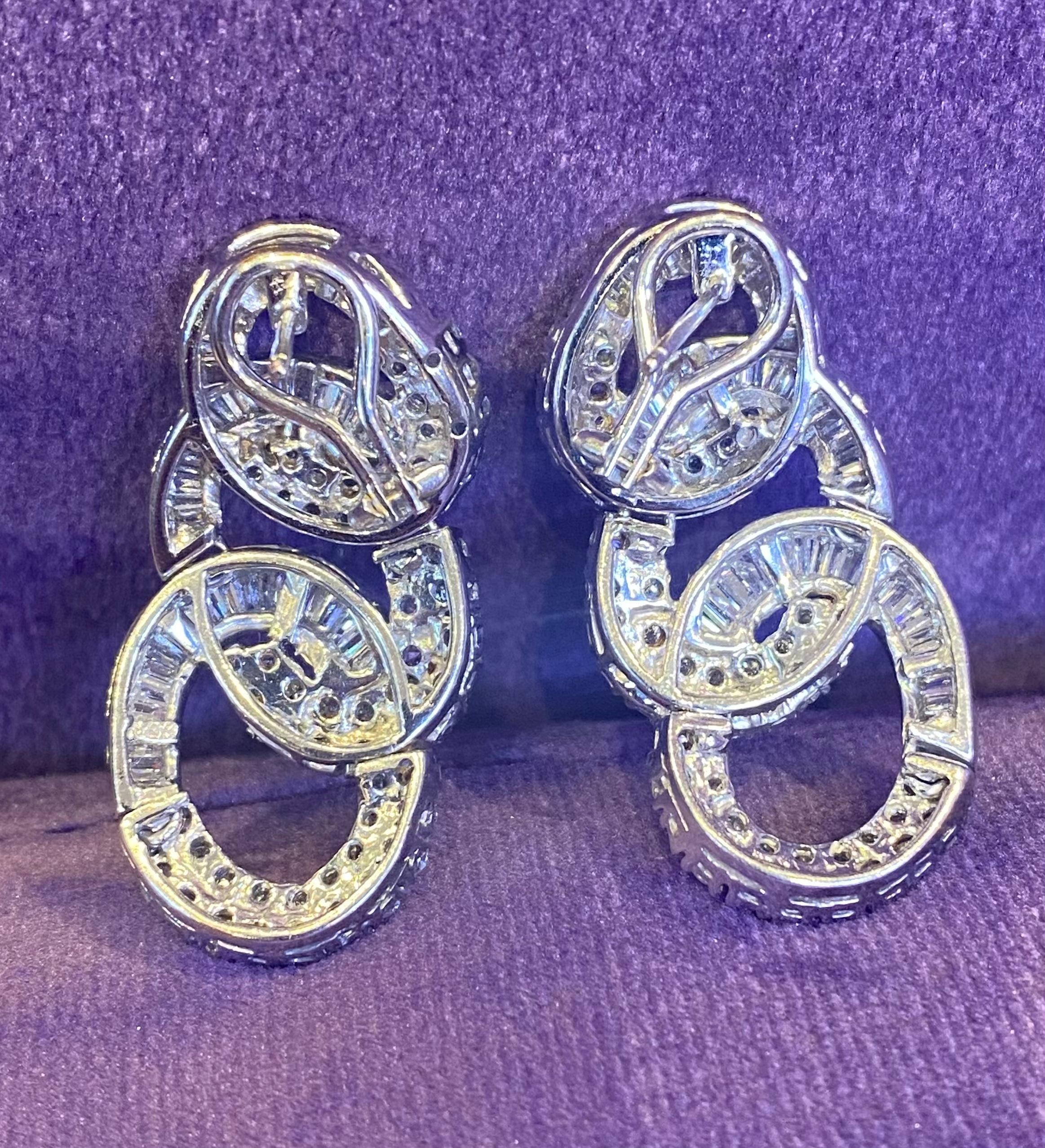 Three Hoop Diamond Earrings For Sale 4
