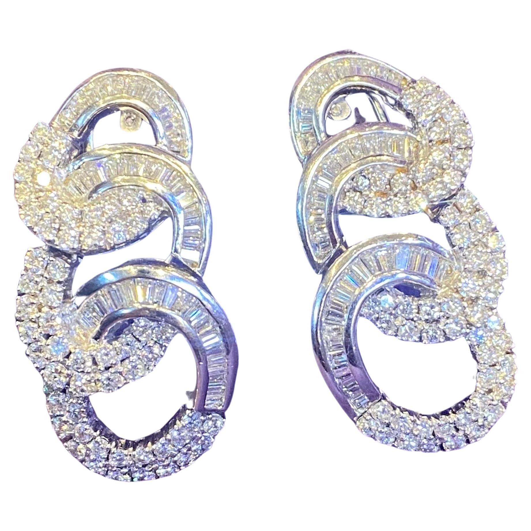 Three Hoop Diamond Earrings For Sale
