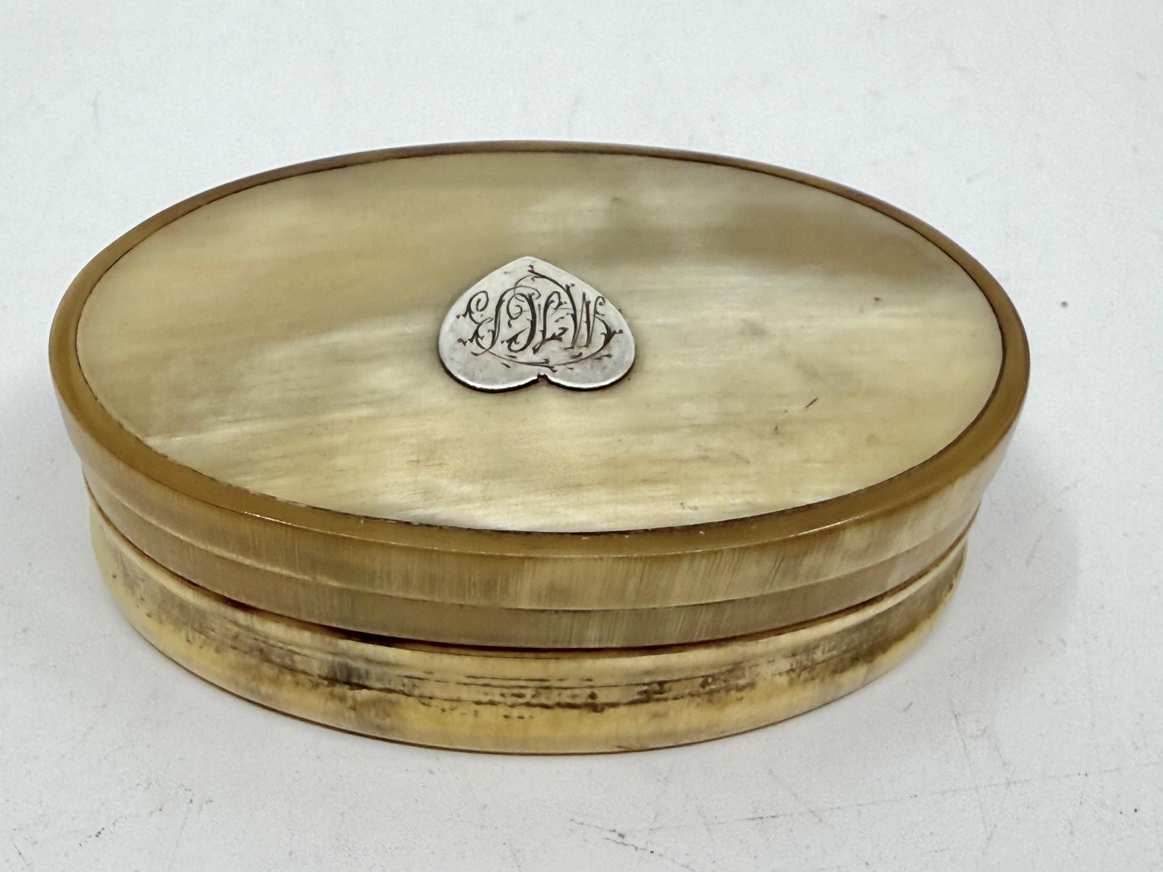 British Three Horn, Silver and Wood Trinket or Snuff Boxes For Sale
