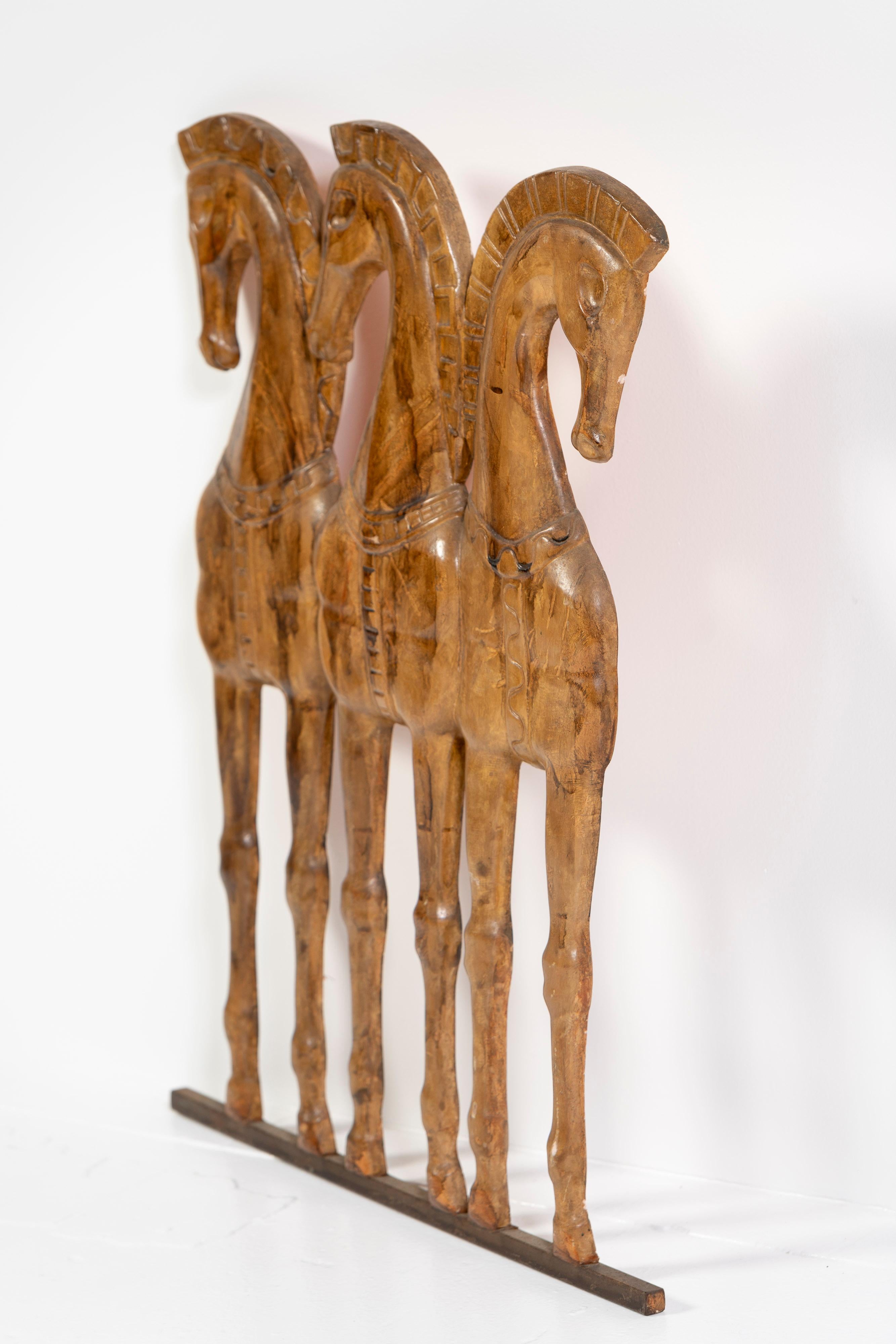 American Three Horses, Relief Wall Sculpture, Painted Resin, Frederick Weinberg, 1960, US For Sale