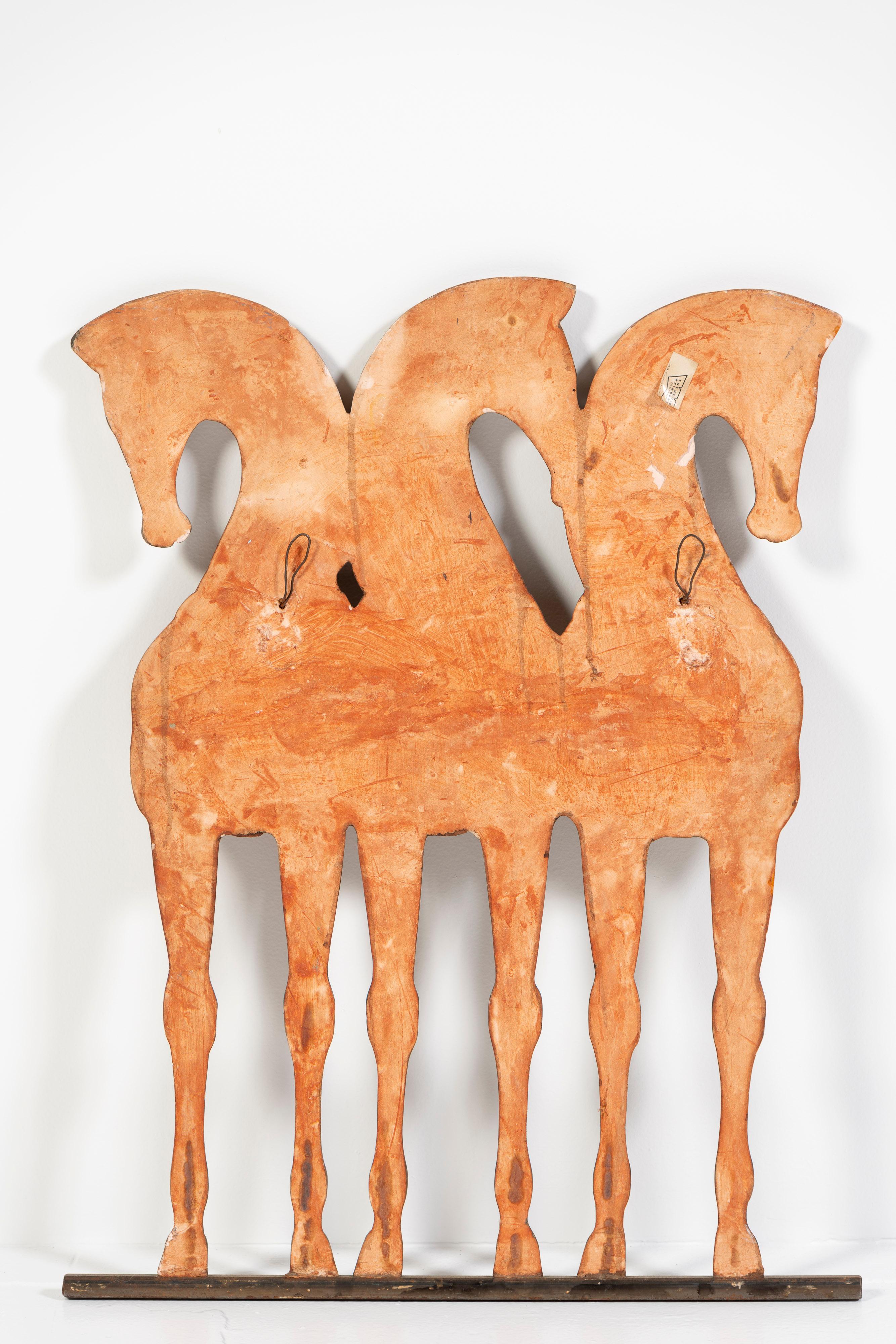 Three Horses, Relief Wall Sculpture, Painted Resin, Frederick Weinberg, 1960, US For Sale 2