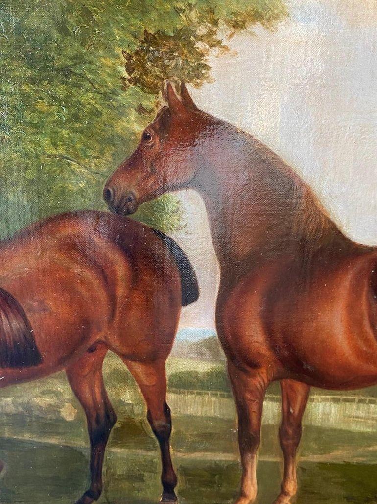 „Three Hunters by a Dovecot“ von E. Tolley / signiert und datiert 1872. (Leinwand) im Angebot