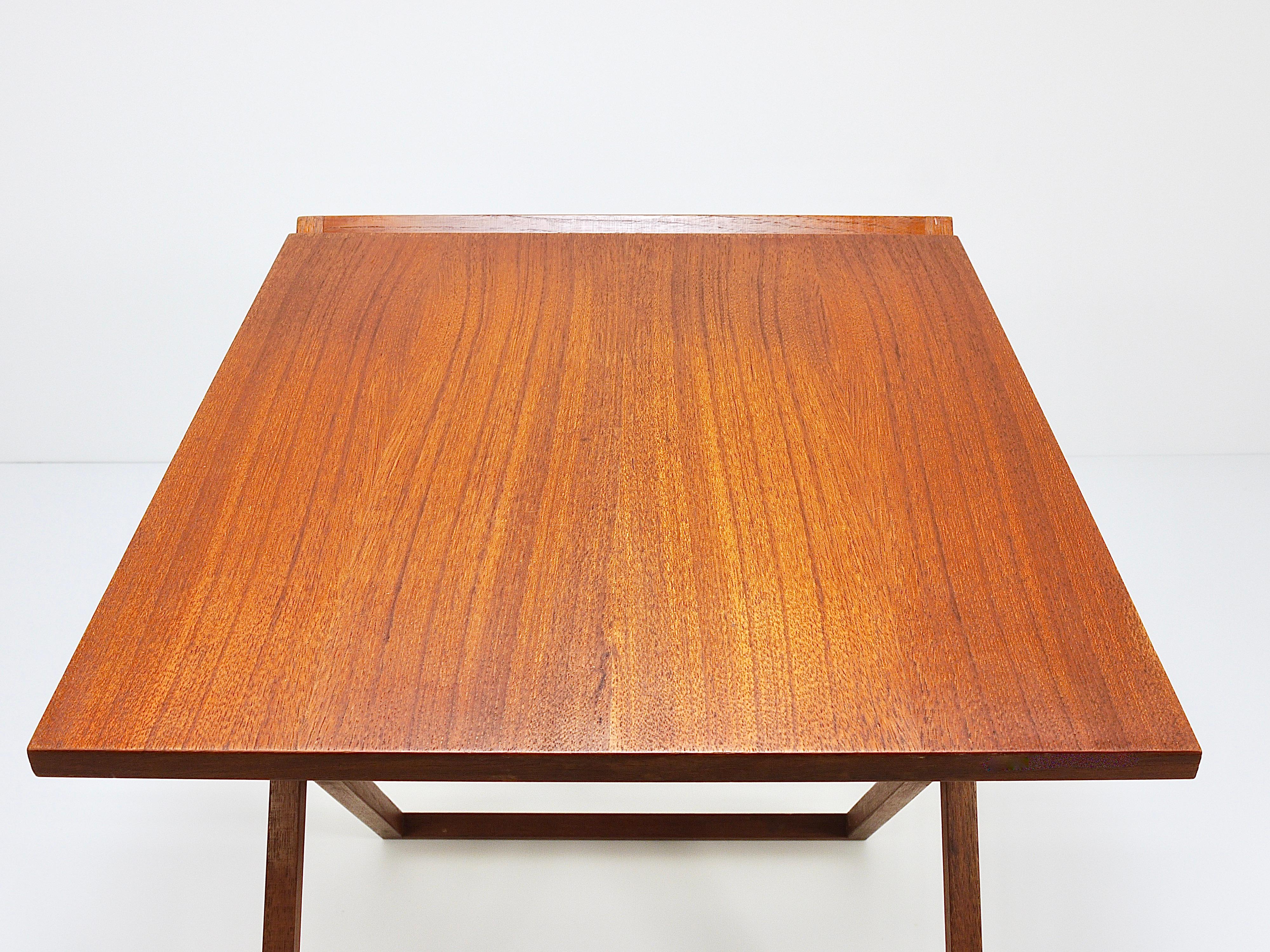 Three Illum Wikkelso Danish Modern Teak Folding Tables, Silkeborg Denmark, 1960s For Sale 4