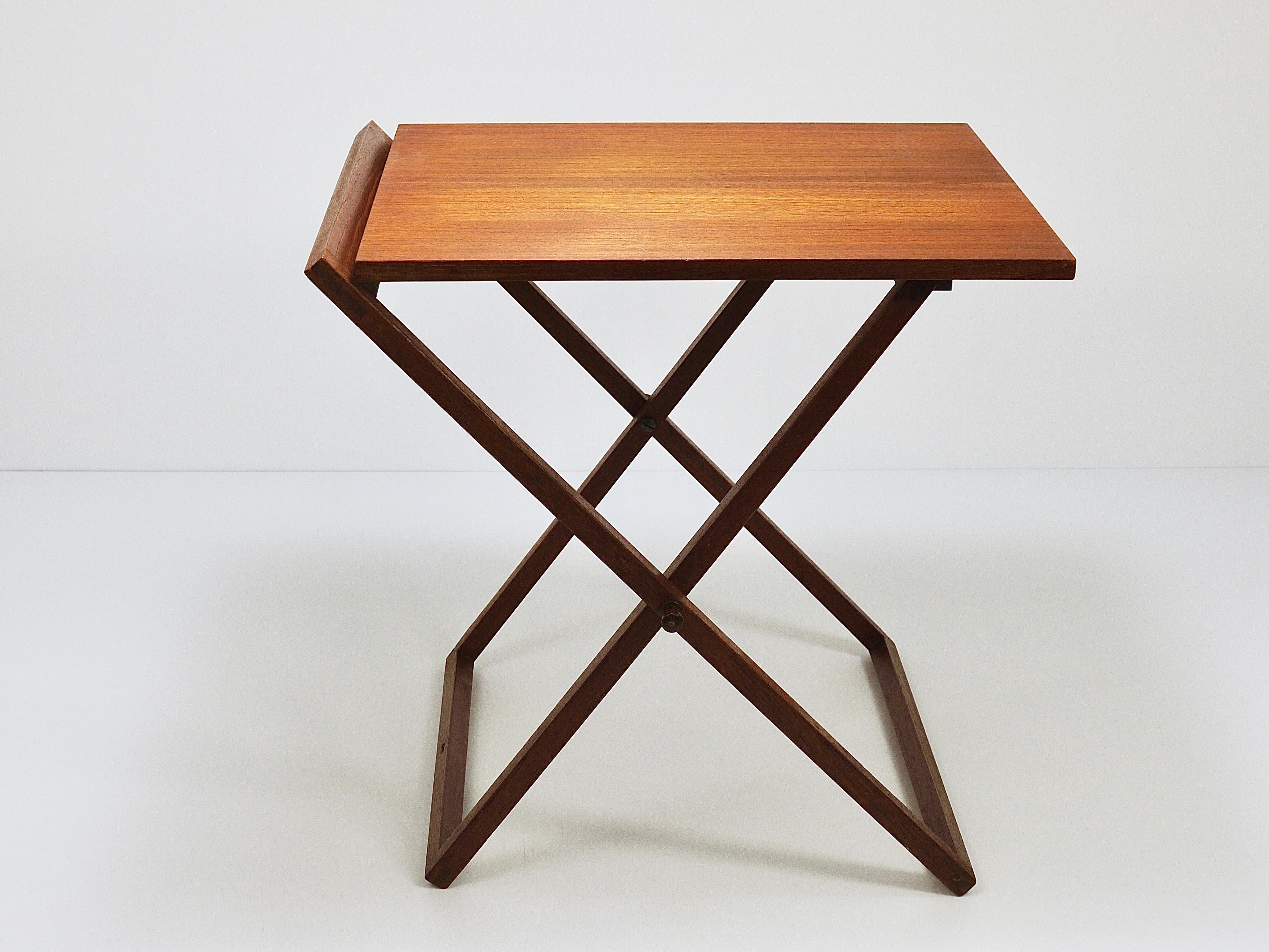 20th Century Three Illum Wikkelso Danish Modern Teak Folding Tables, Silkeborg Denmark, 1960s For Sale