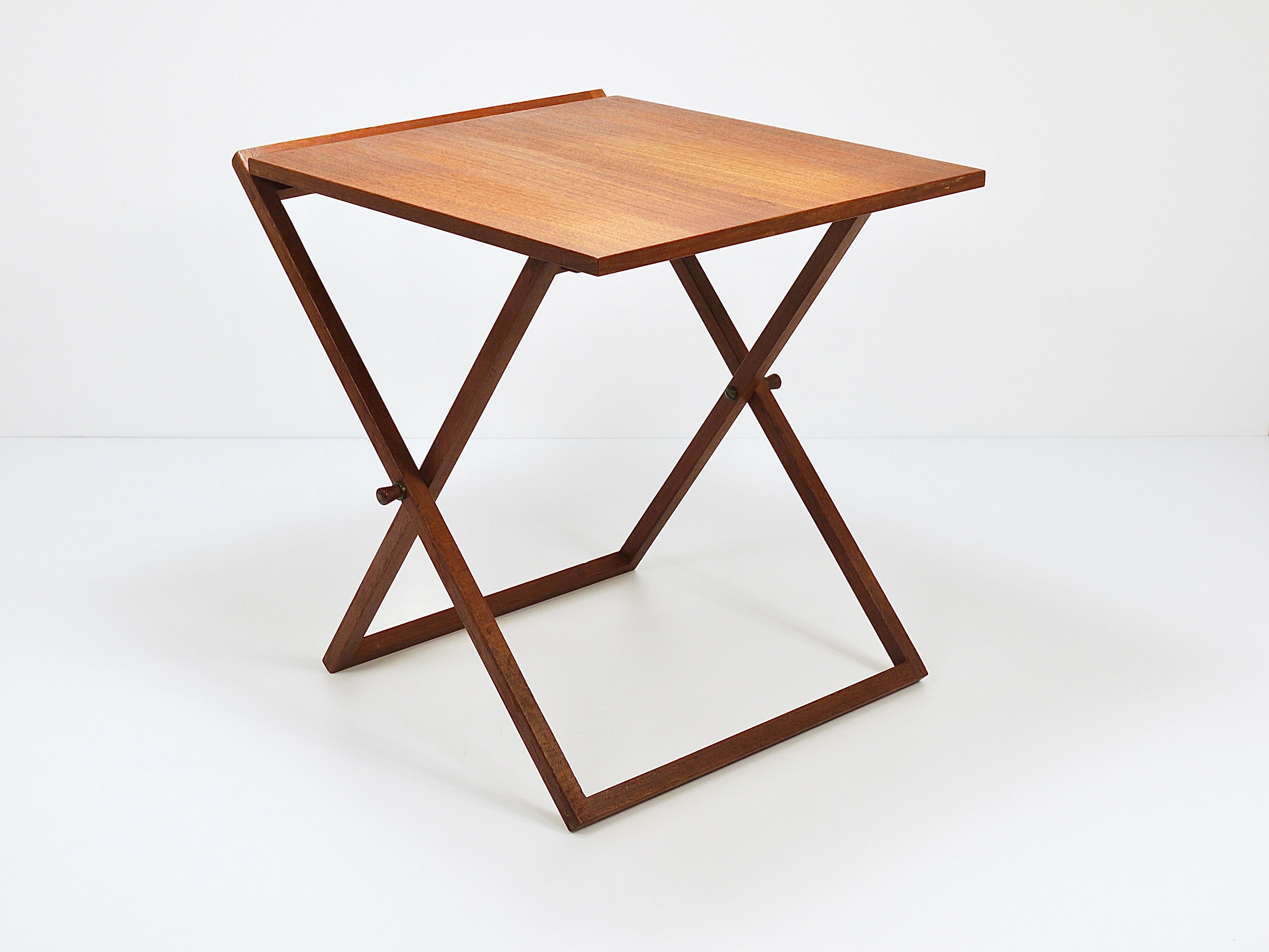 Three Illum Wikkelso Danish Modern Teak Folding Tables, Silkeborg Denmark, 1960s For Sale 2