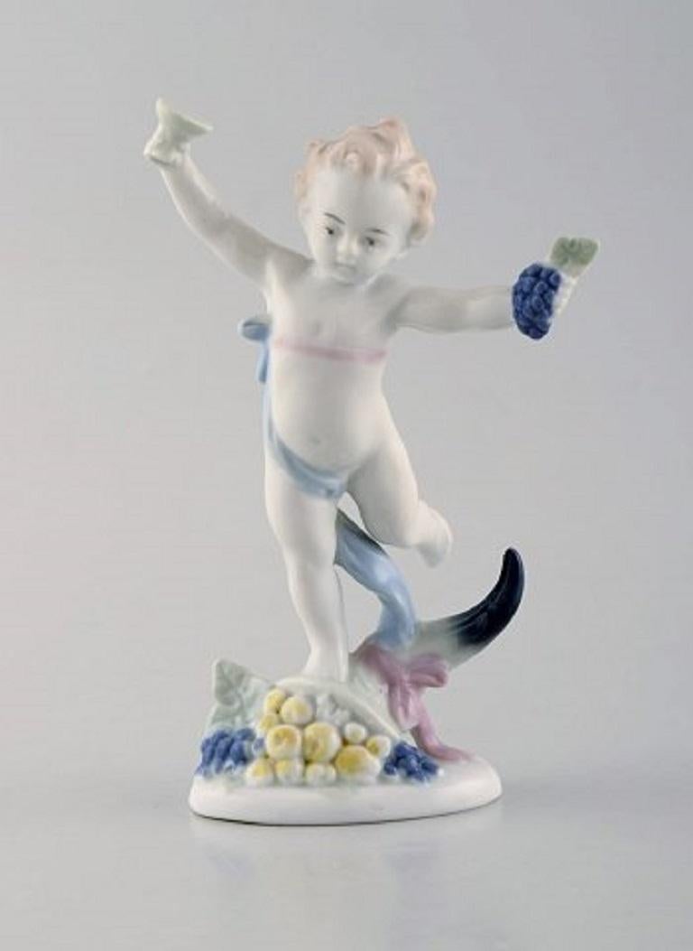 German Three Ilmenau Porcelain Figurines, Dancing Boy Children, 1970s For Sale