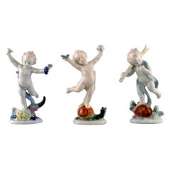 Three Ilmenau Porcelain Figurines, Dancing Boy Children, 1970s