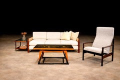 Table brésilienne trois-en-un en bois dur avec thème Chinoiserie, Inconnu, années 1950