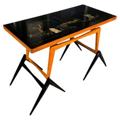 Table brésilienne trois-en-un en bois dur avec thème Chinoiserie, Inconnu, années 1950