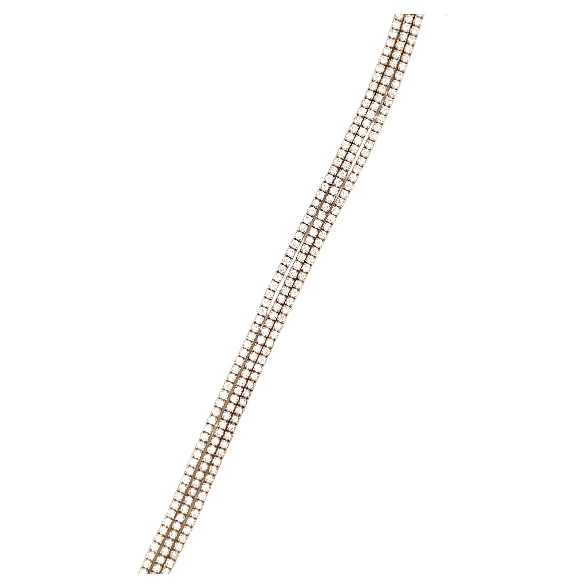 Taille ronde Bracelet tennis trois en un en or blanc 14 carats avec diamants de 5,25 carats G VS2-SI1 en vente