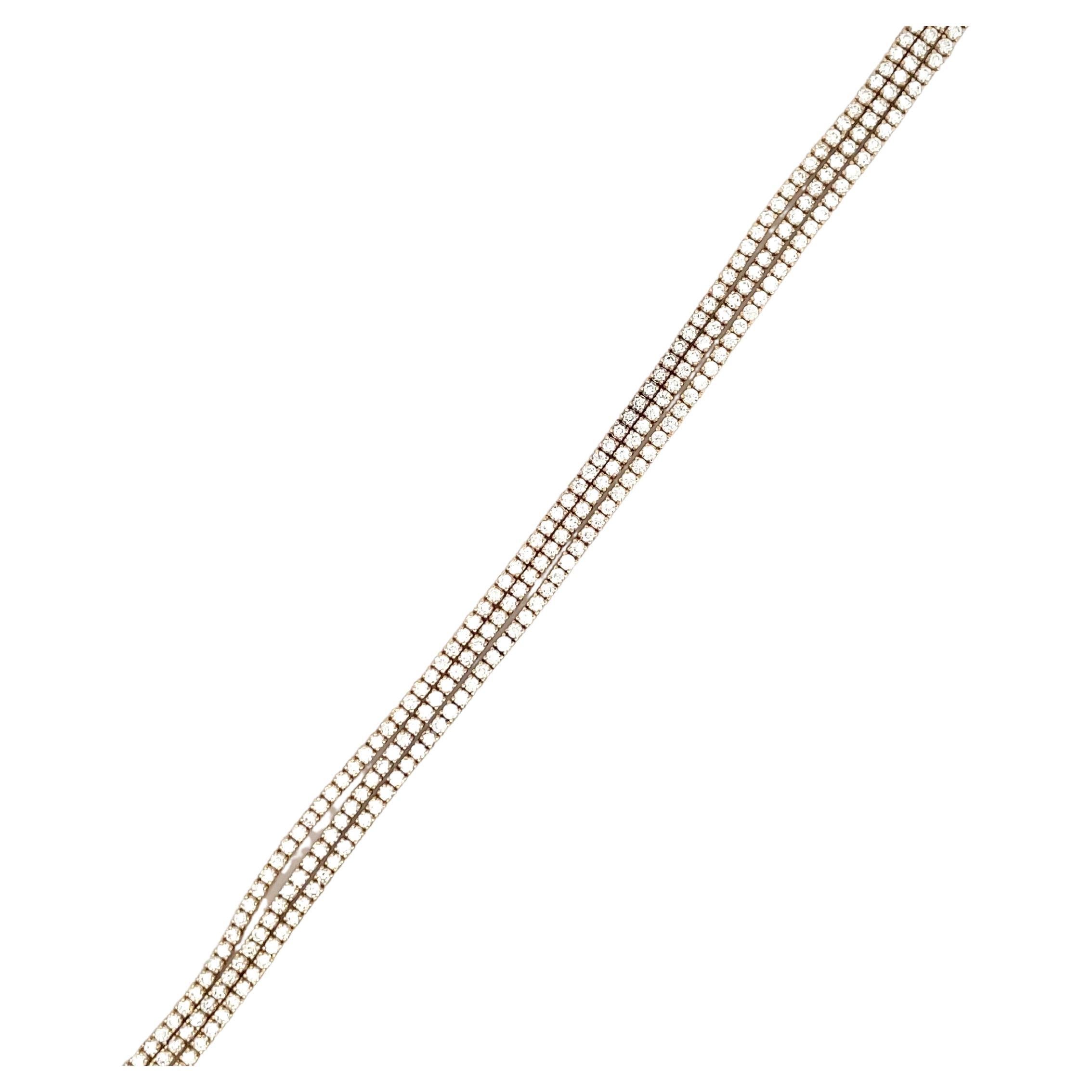 Bracelet tennis trois en un en or blanc 14 carats avec diamants de 5,25 carats G VS2-SI1 en vente