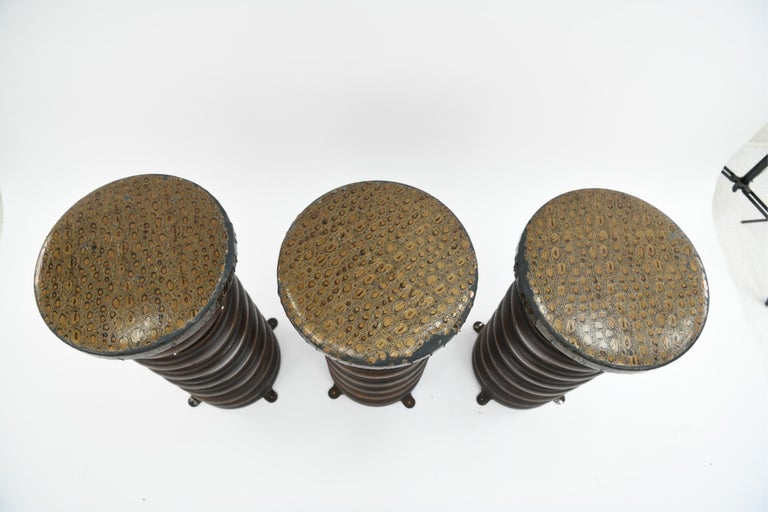 Three Industrial Steel Coil Bar Stools at 1stDibs industrial coil