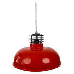 Drei Pendelleuchten im Industriestil aus Ungarn in gebranntem Orange aus den 70er Jahren