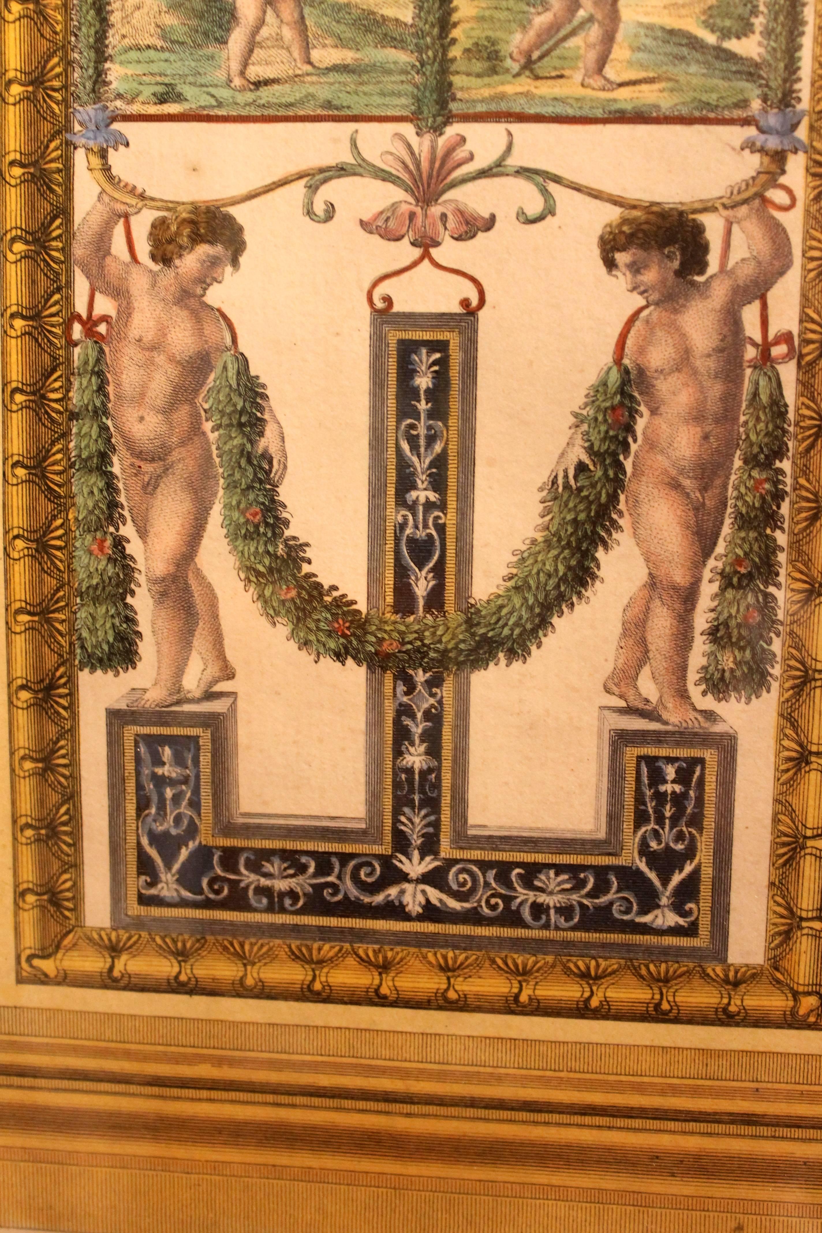 Three Italian 18th Century Hand-Colored Engravings on Paper of Vatican Loggias 9