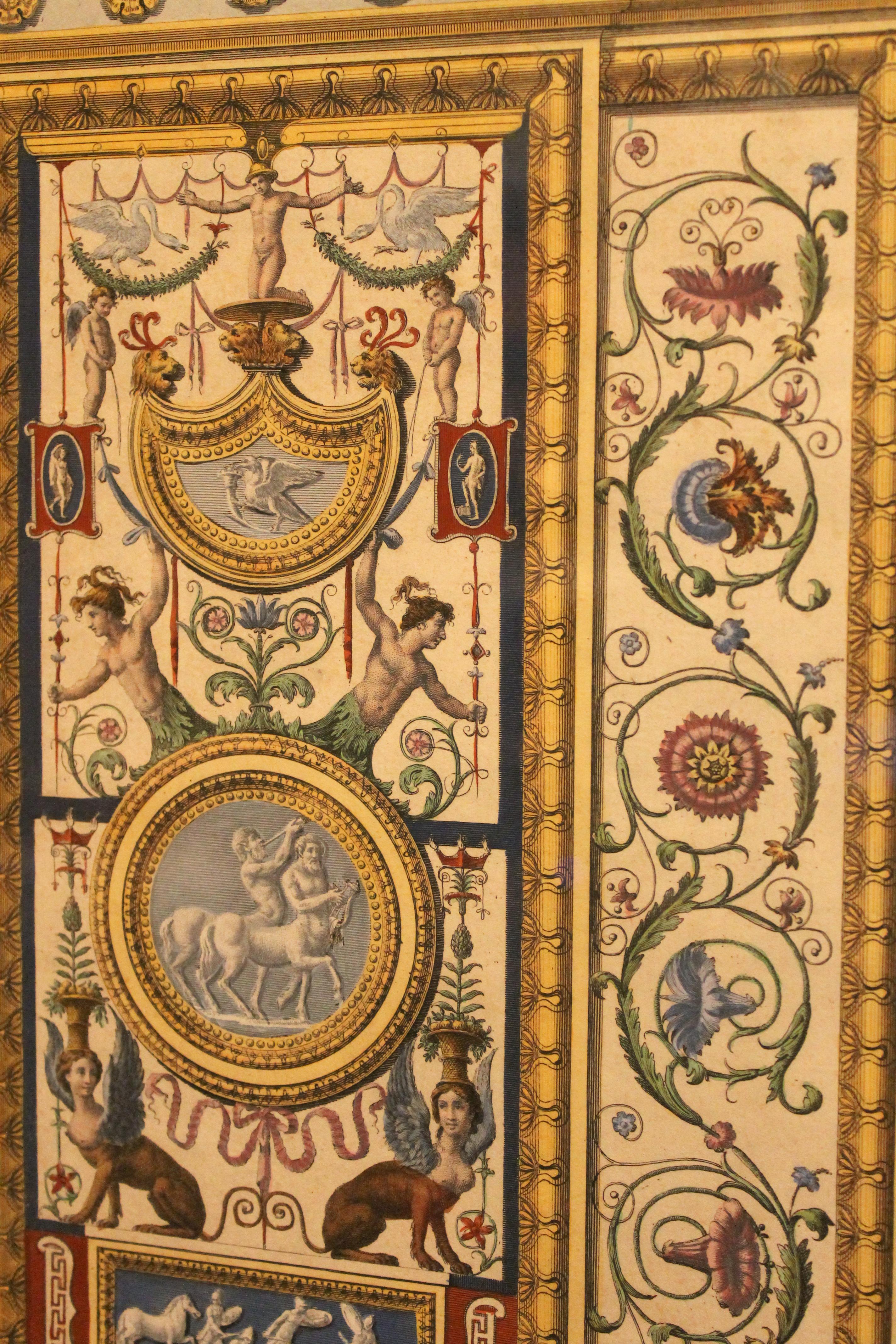 Three Italian 18th Century Hand-Colored Engravings on Paper of Vatican Loggias 10