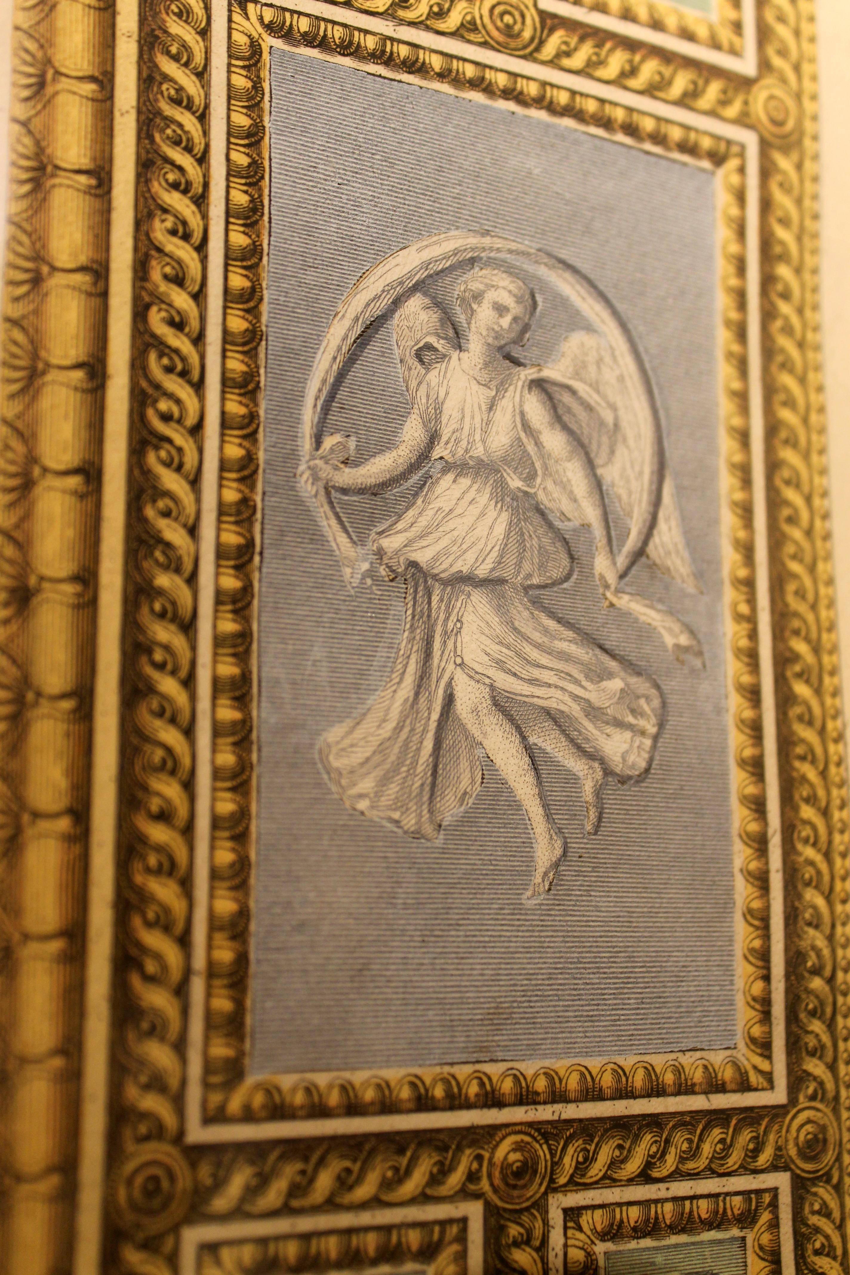 Three Italian 18th Century Hand-Colored Engravings on Paper of Vatican Loggias 12