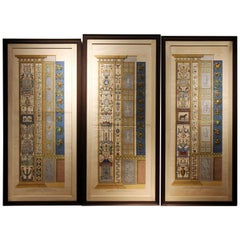 Three Italian 18th Century Hand-Colored Engravings on Paper of Vatican Loggias