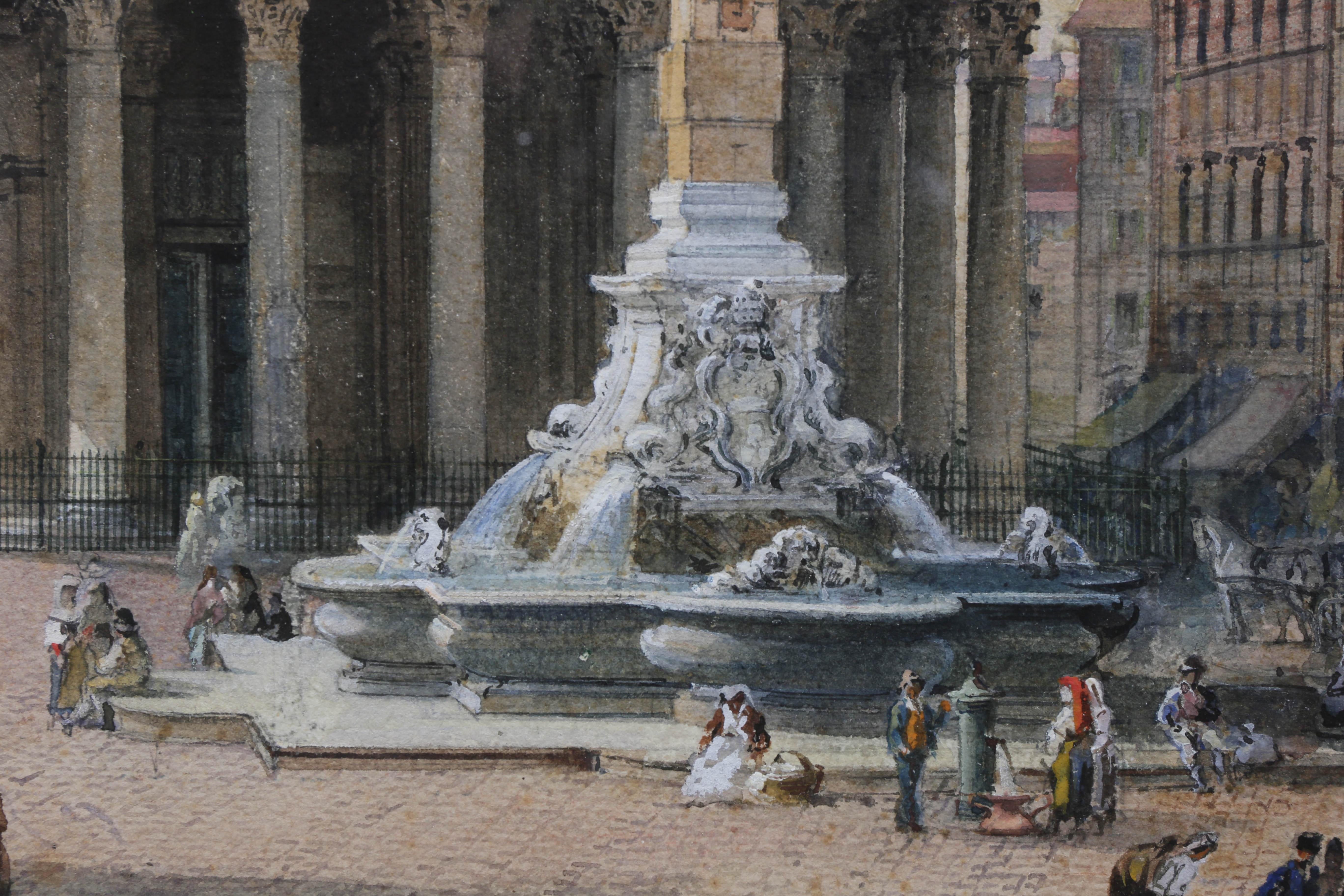 Trois aquarelles italiennes encadrées représentant des scènes de Rome en vente 1