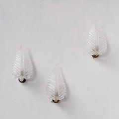 Three Italian Mid-Century Glass and Brass Murano Wall Lights