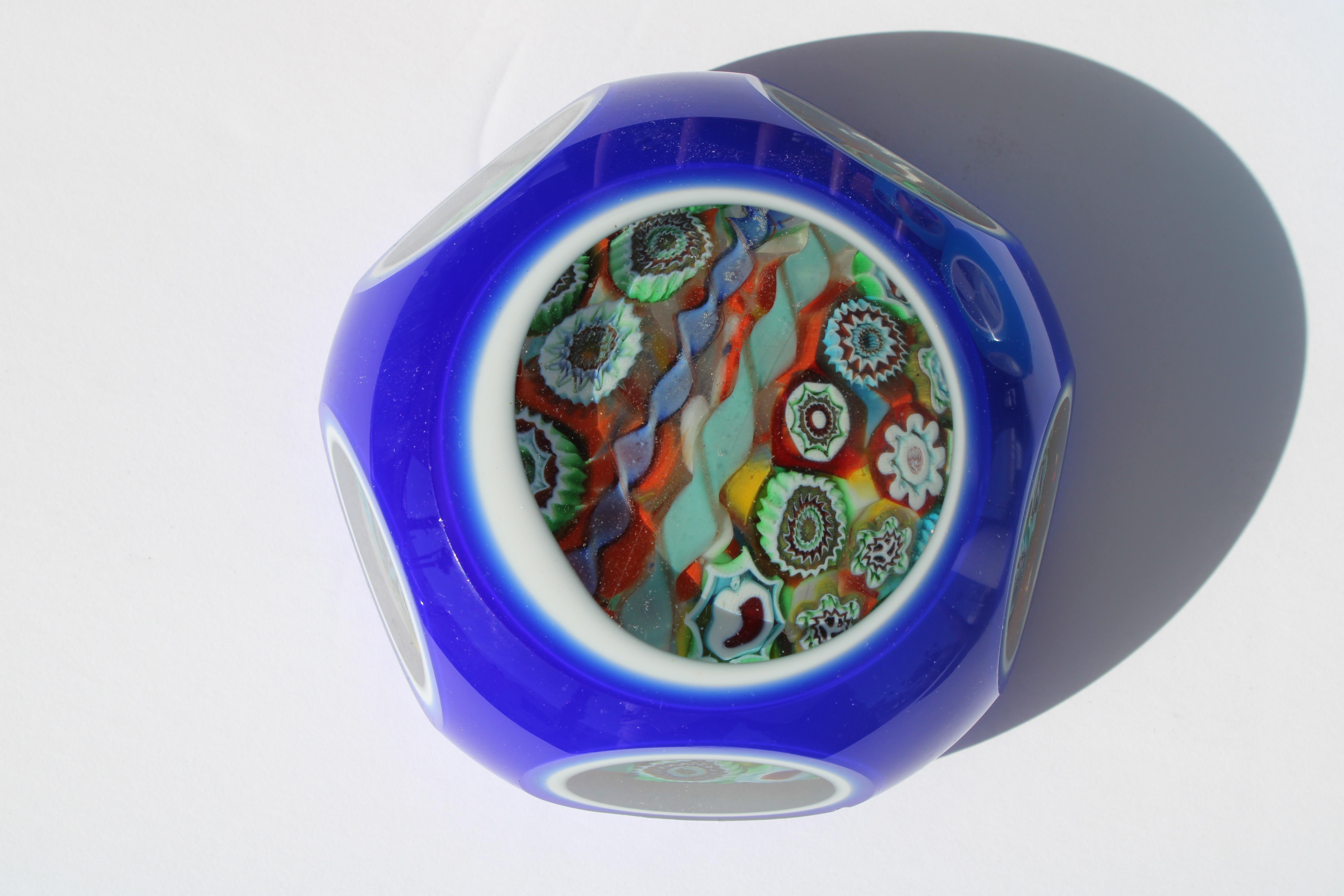 Modern Three Italian Millefiori Cased Glass Paperweights For Sale