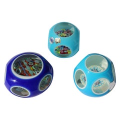 Three Italian Millefiori Cased Glass Paperweights