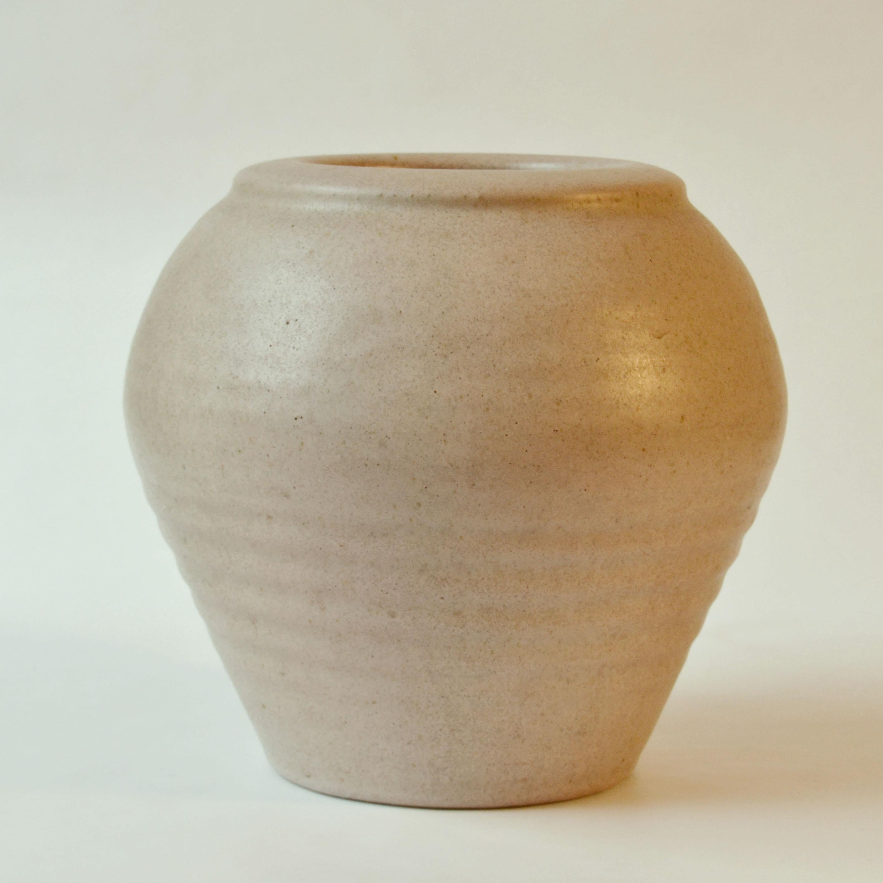 Ceramic Three Ivory White 1980's Studio Pottery Vases