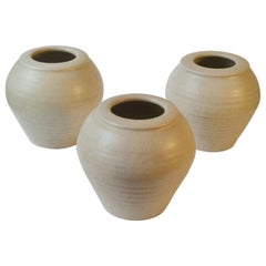 Three Ivory White 1980's Studio Pottery Vases