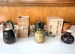Three Japanese Vintage Tea Caddies by Noted Potters with Shifuku and Tomobako