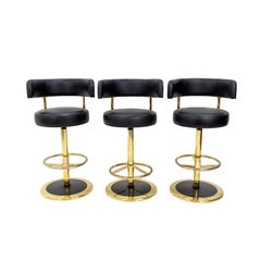 Three “Jupiter” Brass Bar Stools, Börje Johanson