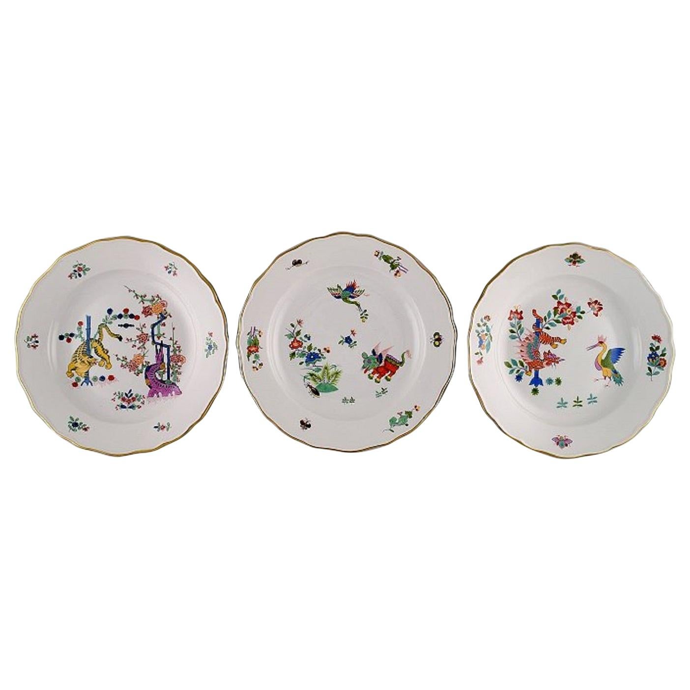 Three "Kakiemon" Meissen Plates Decorated with Japanese Motifs, circa 1900