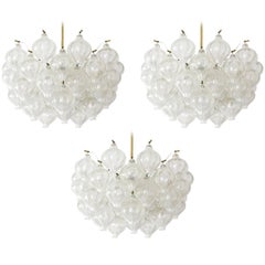 Three Kalmar 'Tulipan' Chandeliers Glass Brass 1970