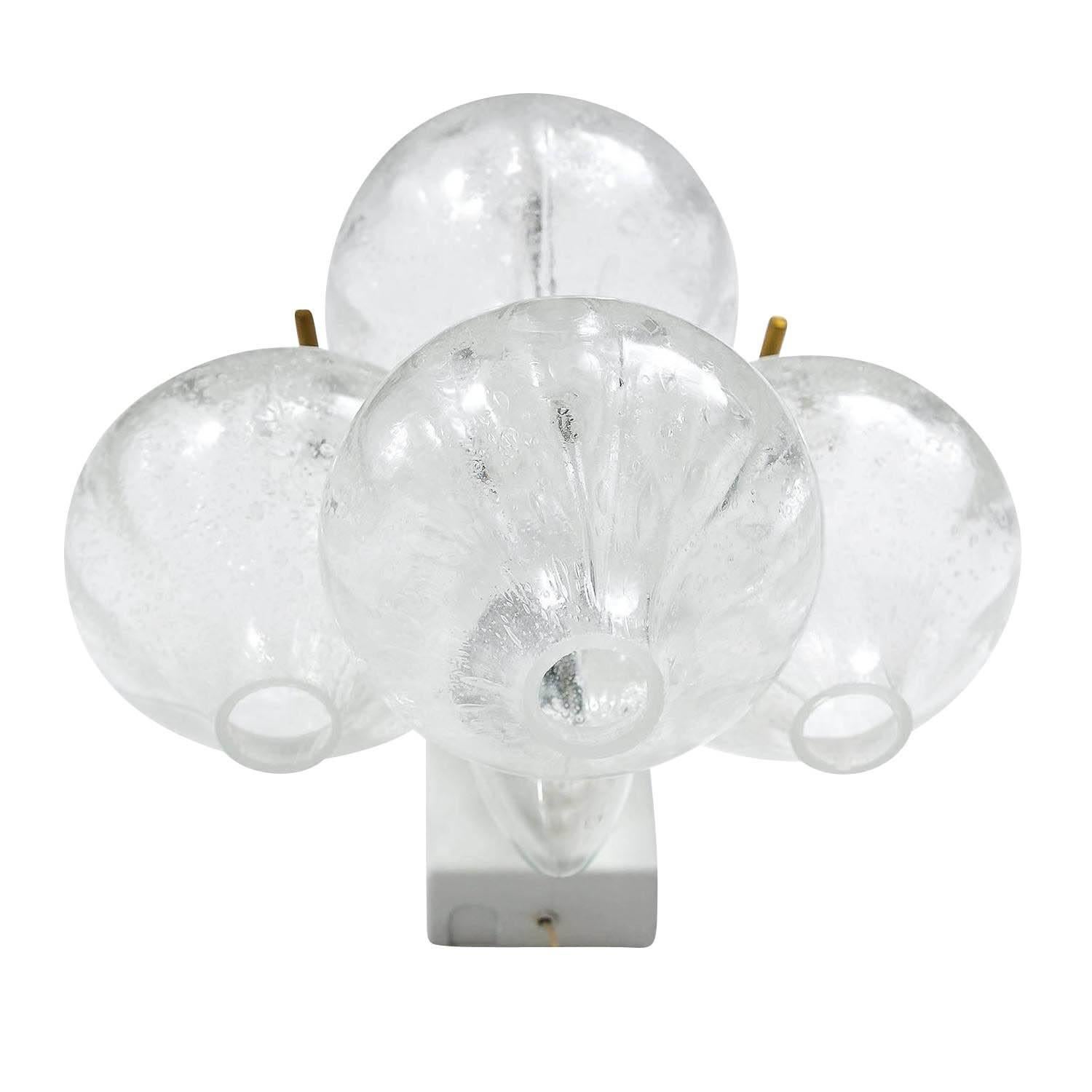 Late 20th Century Three Kalmar Tulipan Wall Lights Sconces, Bubble Glass, 1970